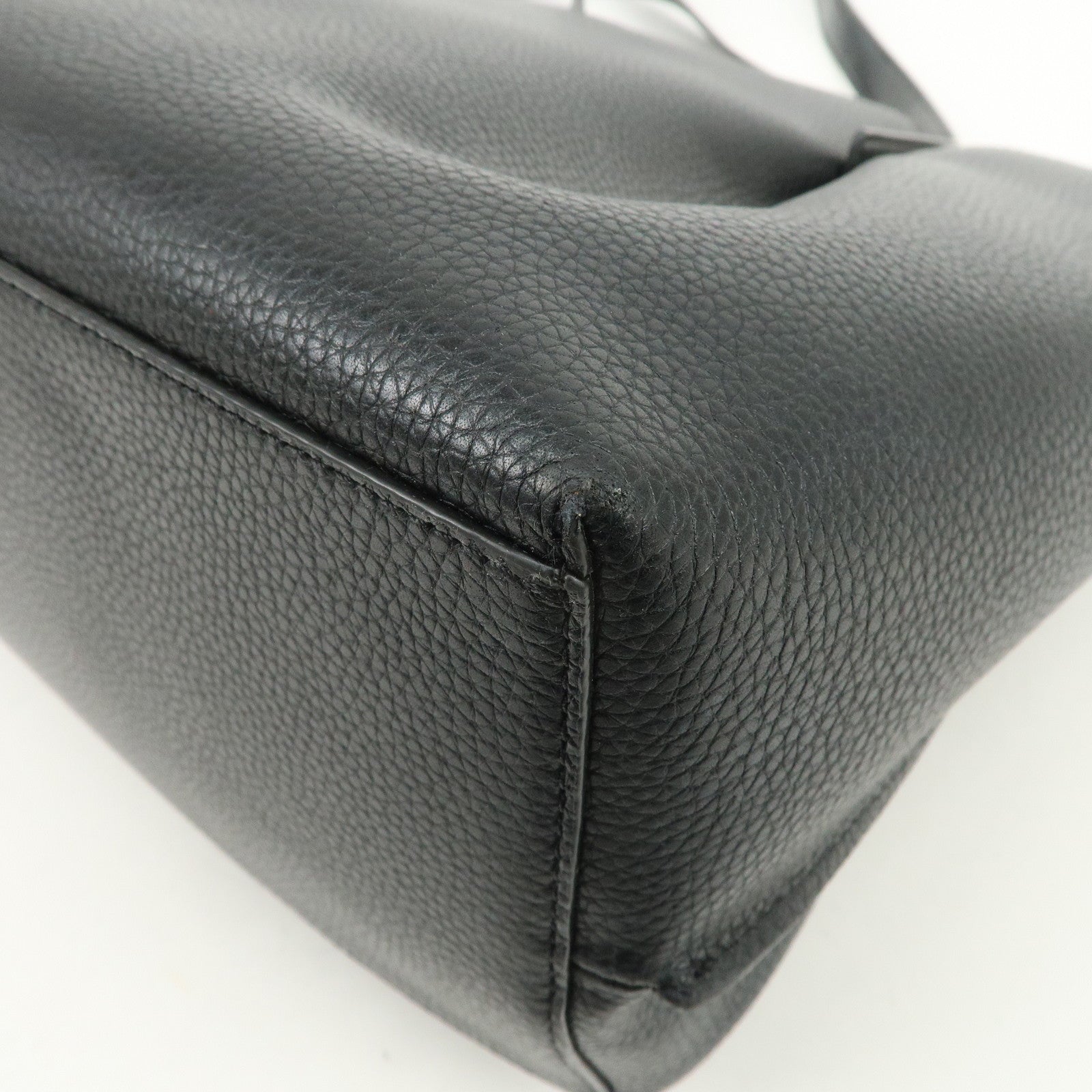 MICHAEL KORS Logo Leather Shoulder Bag Hand Bag Black