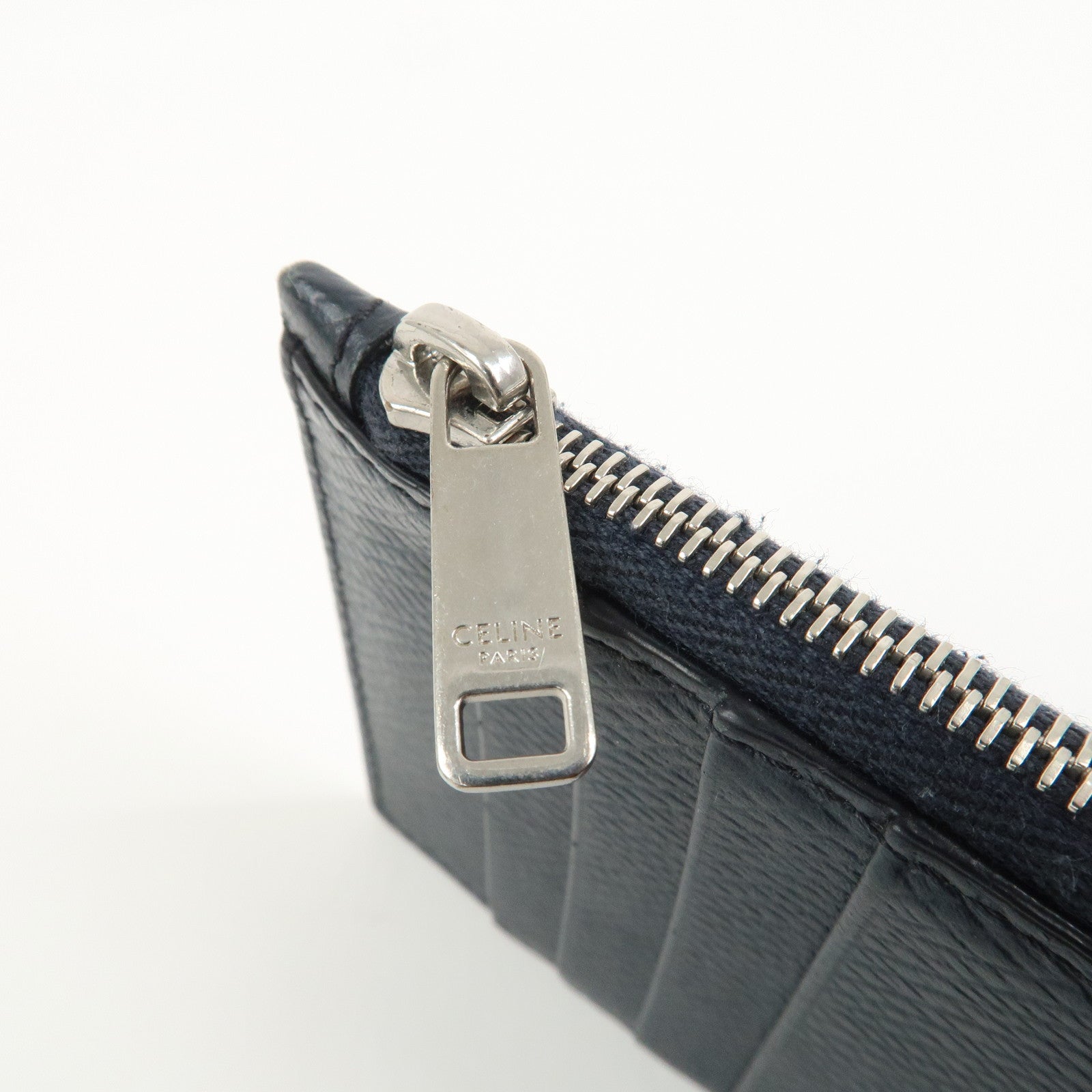 CELINE Logo Leather Card Case Card Holder FragmentツCase Dark Navy