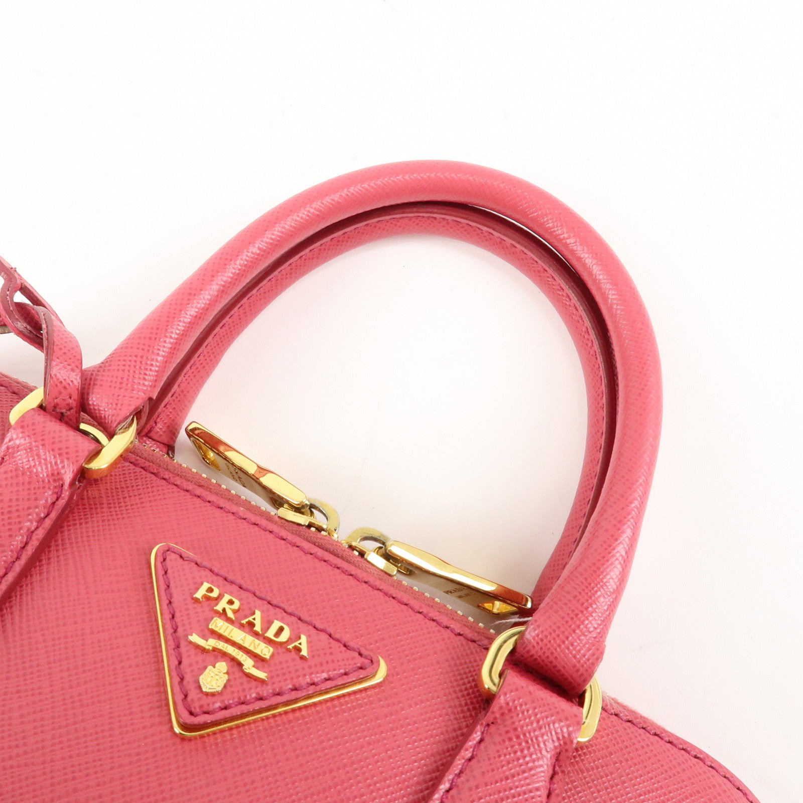PRADA Promenade Small Saffiano Leather 2Way Bag Hand Bag Pink BL0838 Used