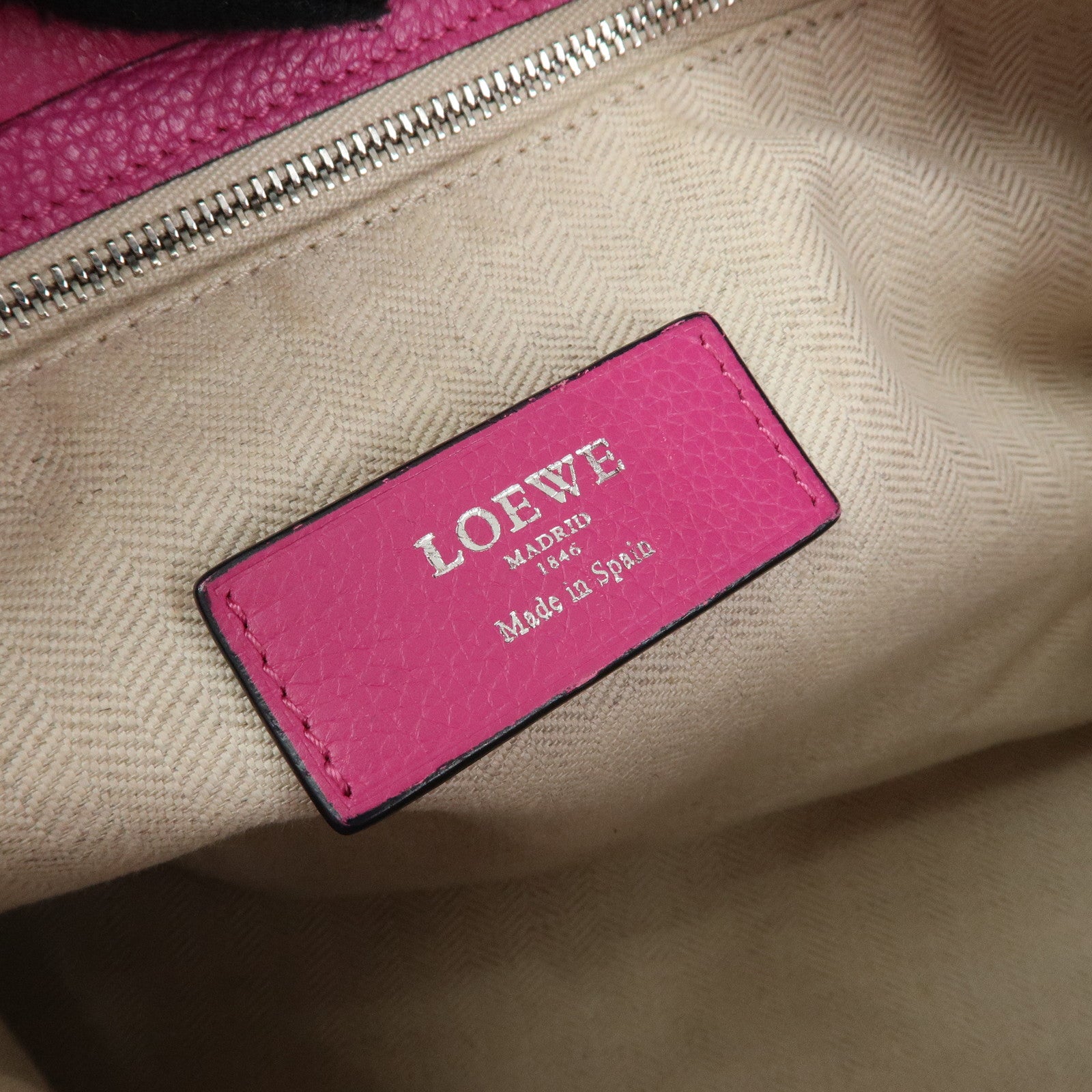 LOEWE Anagram Leather Shoulder Bag Hobo Bag Tote Bag Pink