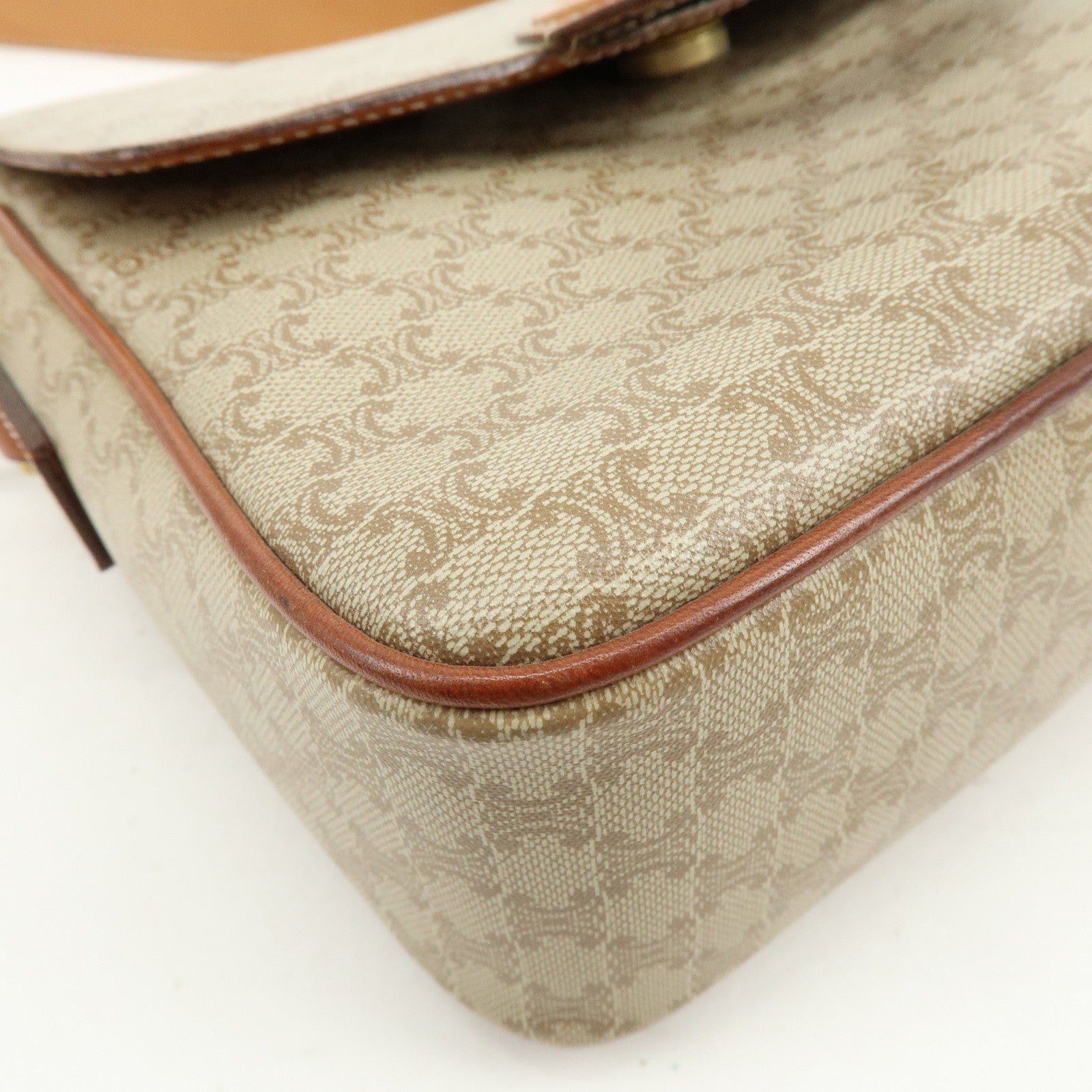 CELINE Macadam PVC Leather Shoulder Bag Crossbody Bag Beige