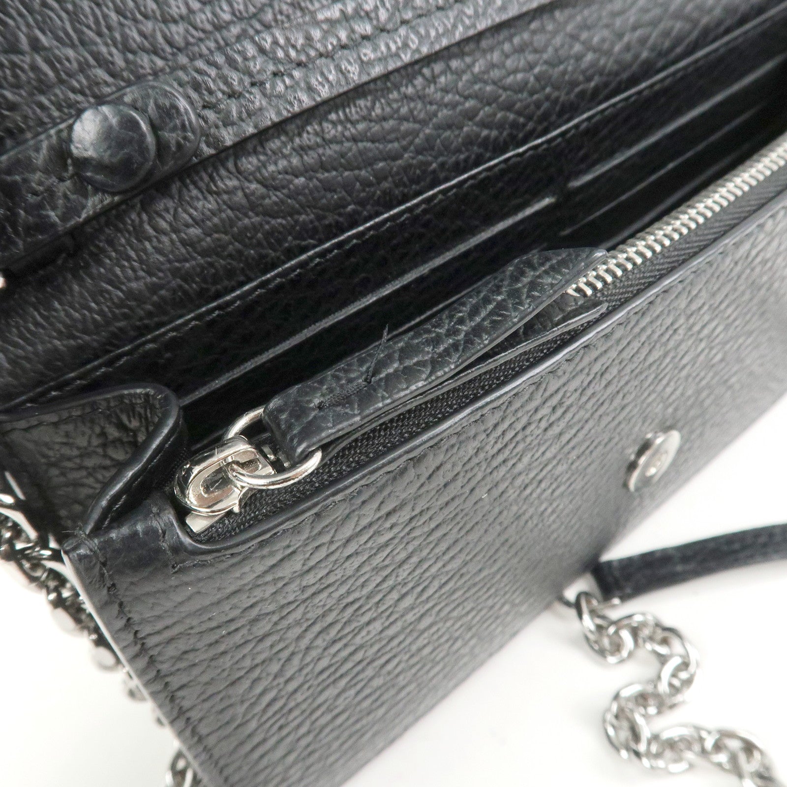 Maison Margiela Leather Shoulder Bag 4 Stitches Chain Wallet Black