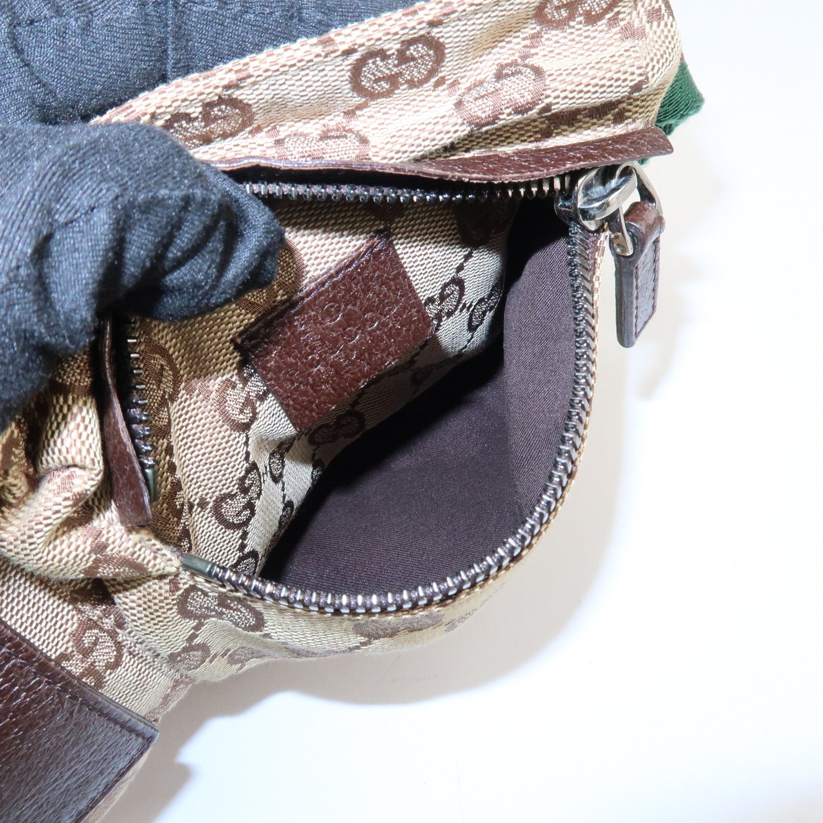 GUCCI GG Canvas Leather Waist Bag Crossbody Bag Beige Brown 28566 Used