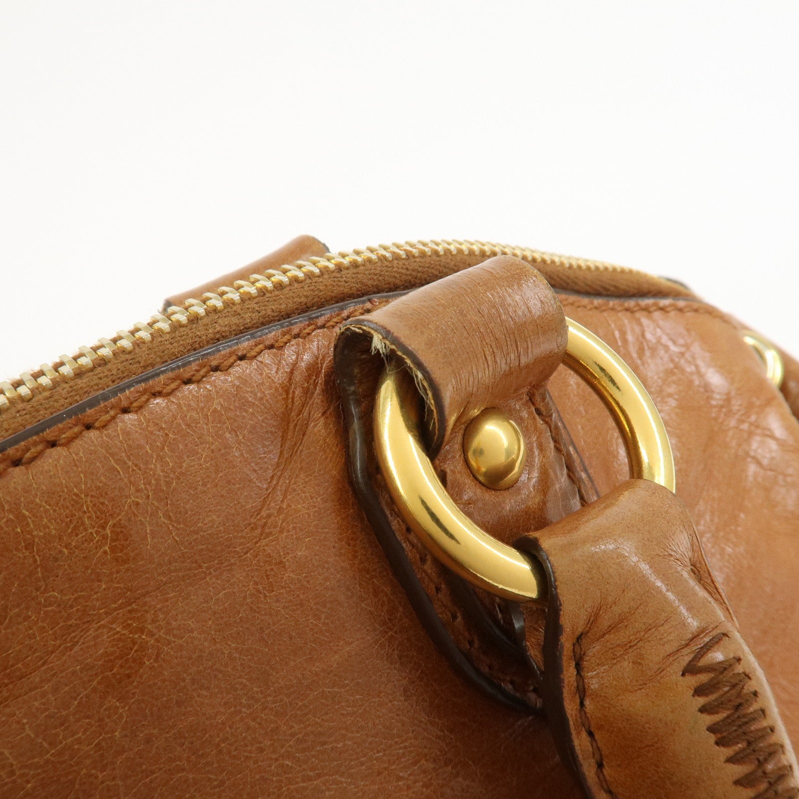 MIU MIU Side Ribbon Leather 2Way Bag Hand Bag Shoulder Bag Brown