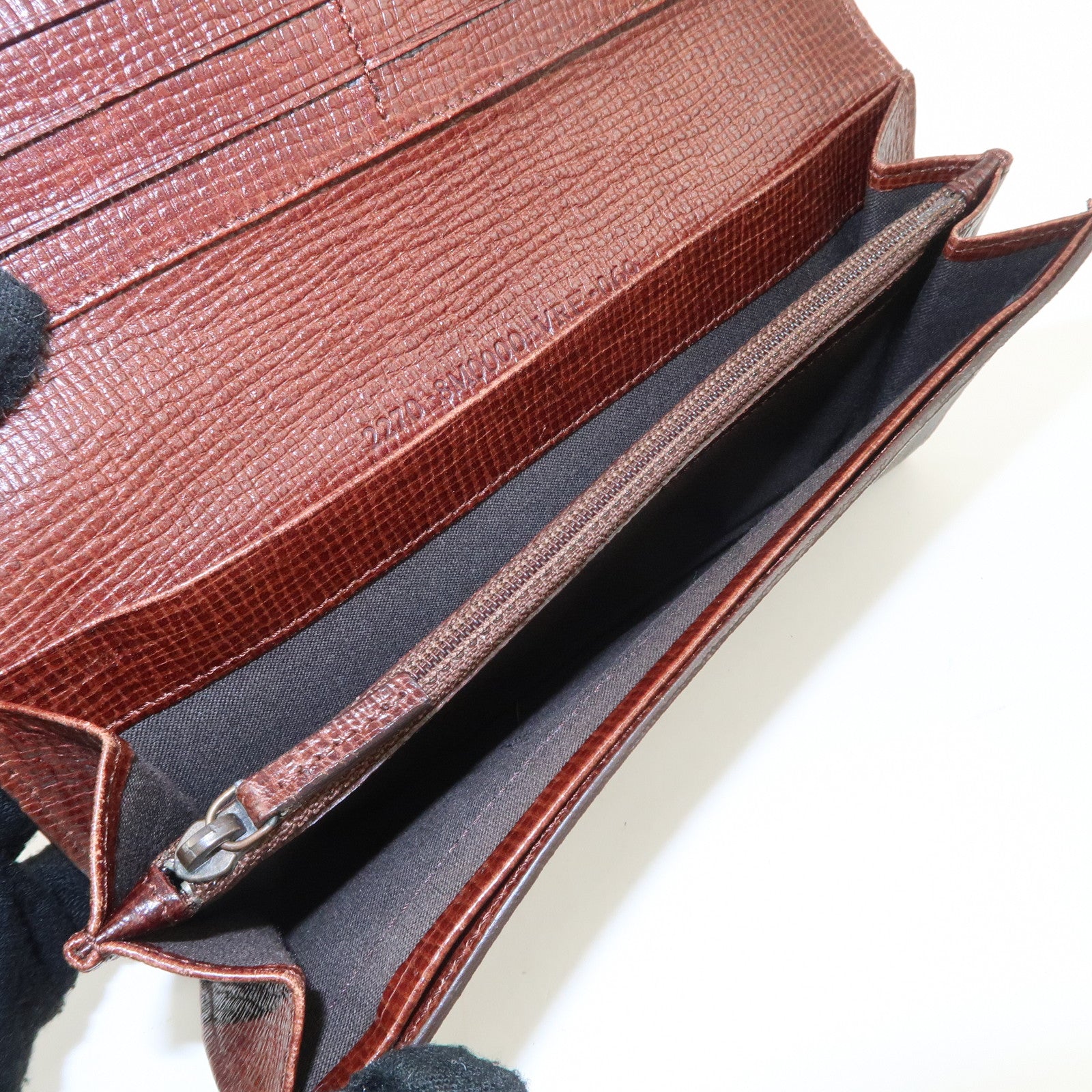 FENDI Zucca PVC Leather Bi-fold Long Wallet Black Brown 8M0000 Used