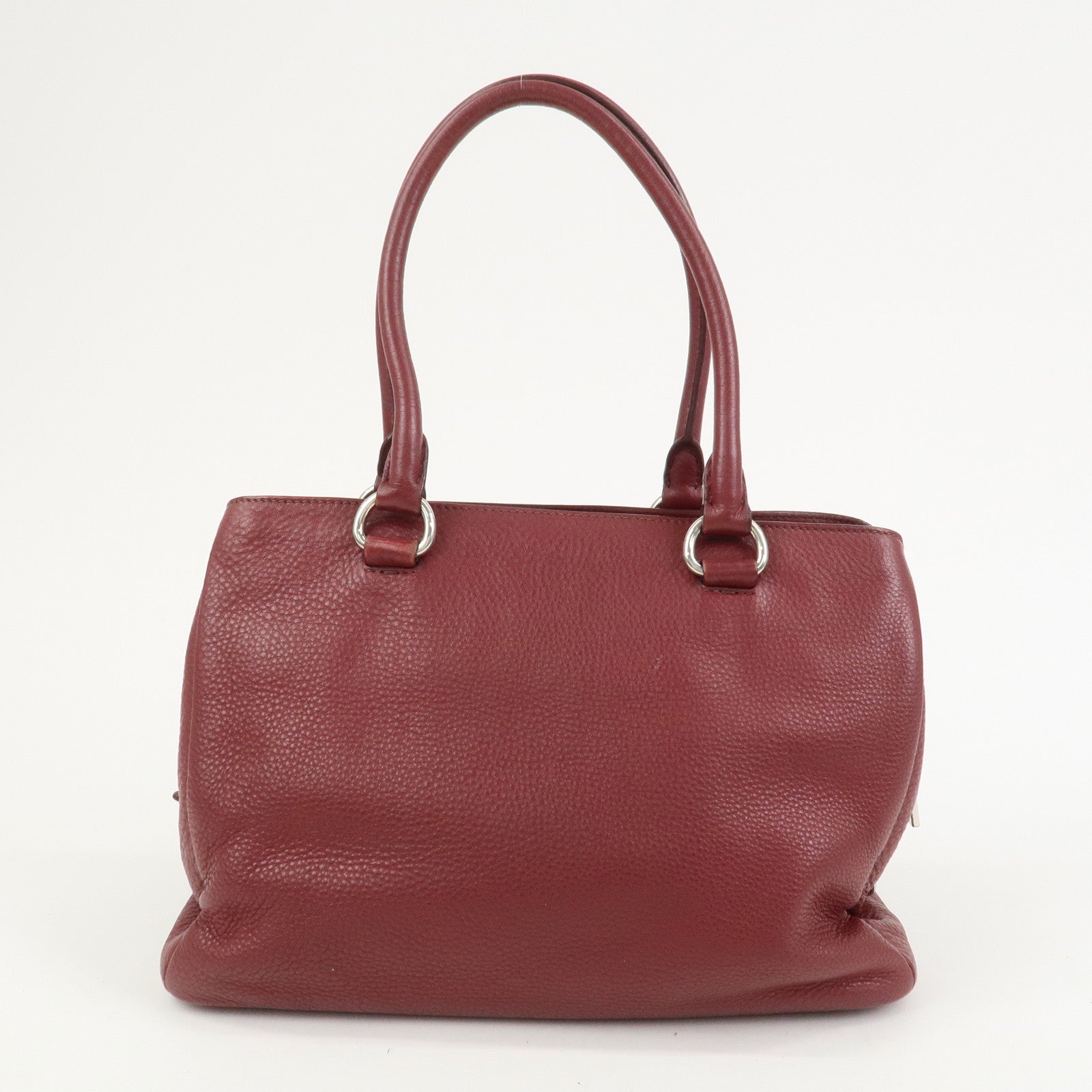 PRADA Triangle Logo 2Way Bag Hand Shoulder Bag Bordeaux 1BA853