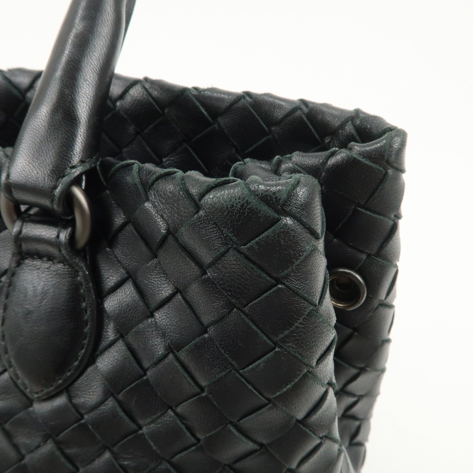 BOTTEGA VENETA Intrecciato Leather Tote Bag Hand Bag Black 225166