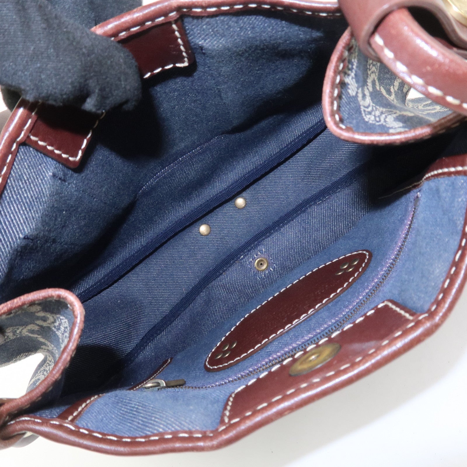 CELINE Macadam Logo Canvas Leather Shoulder Bag Crossbody Bag Denim