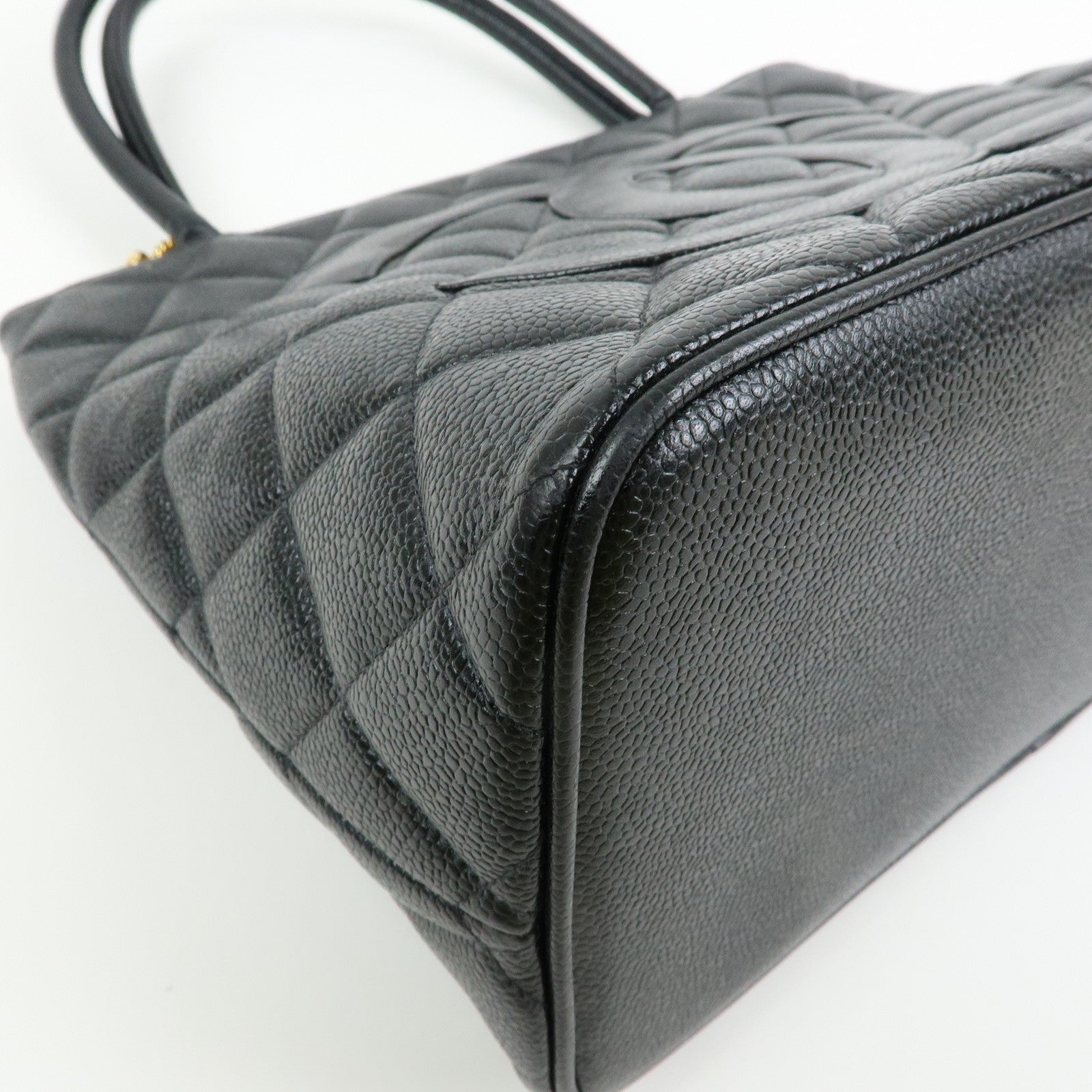 CHANEL Matelasse COCO Mark Medallion Caviarskin Tote Bag A01804