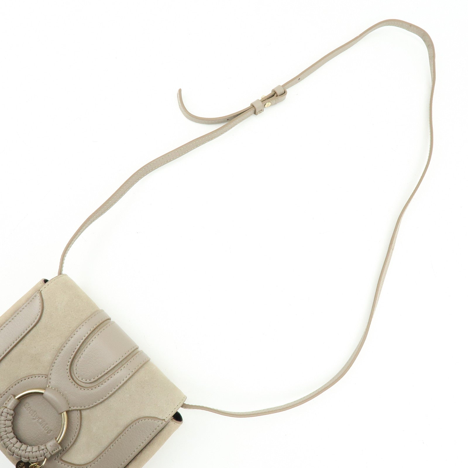 Chloe See By Chloe Hana Suede Leather Shoulder Crossbody Bag Greige