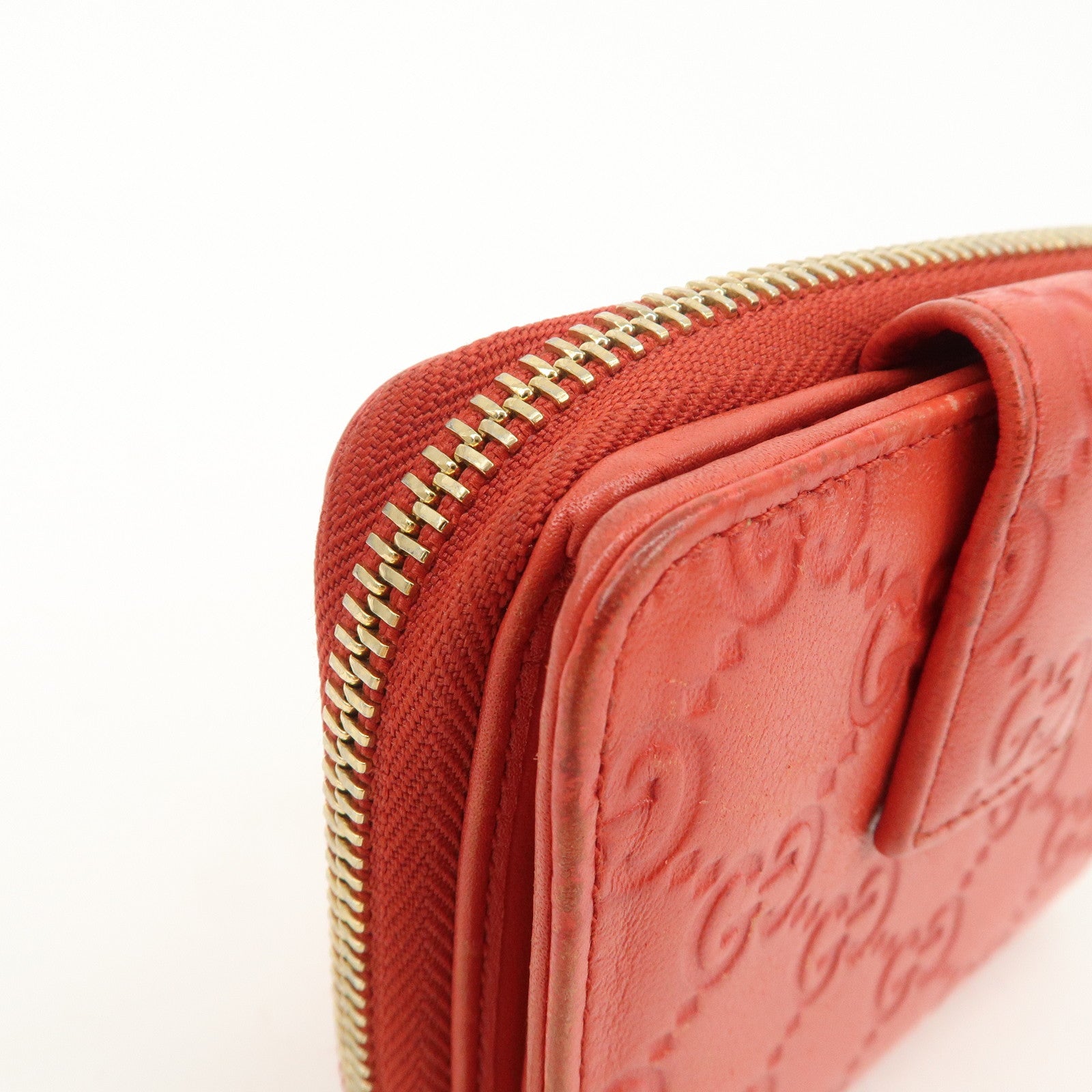 GUCCI Guccissima Leather Bi-fold Compact Wallet Red 346056