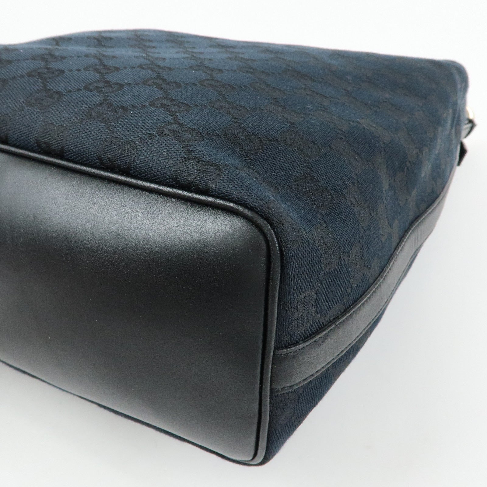 GUCCI GG Canvas Leather Shoulder Bag Hand Bag Black 001.4287