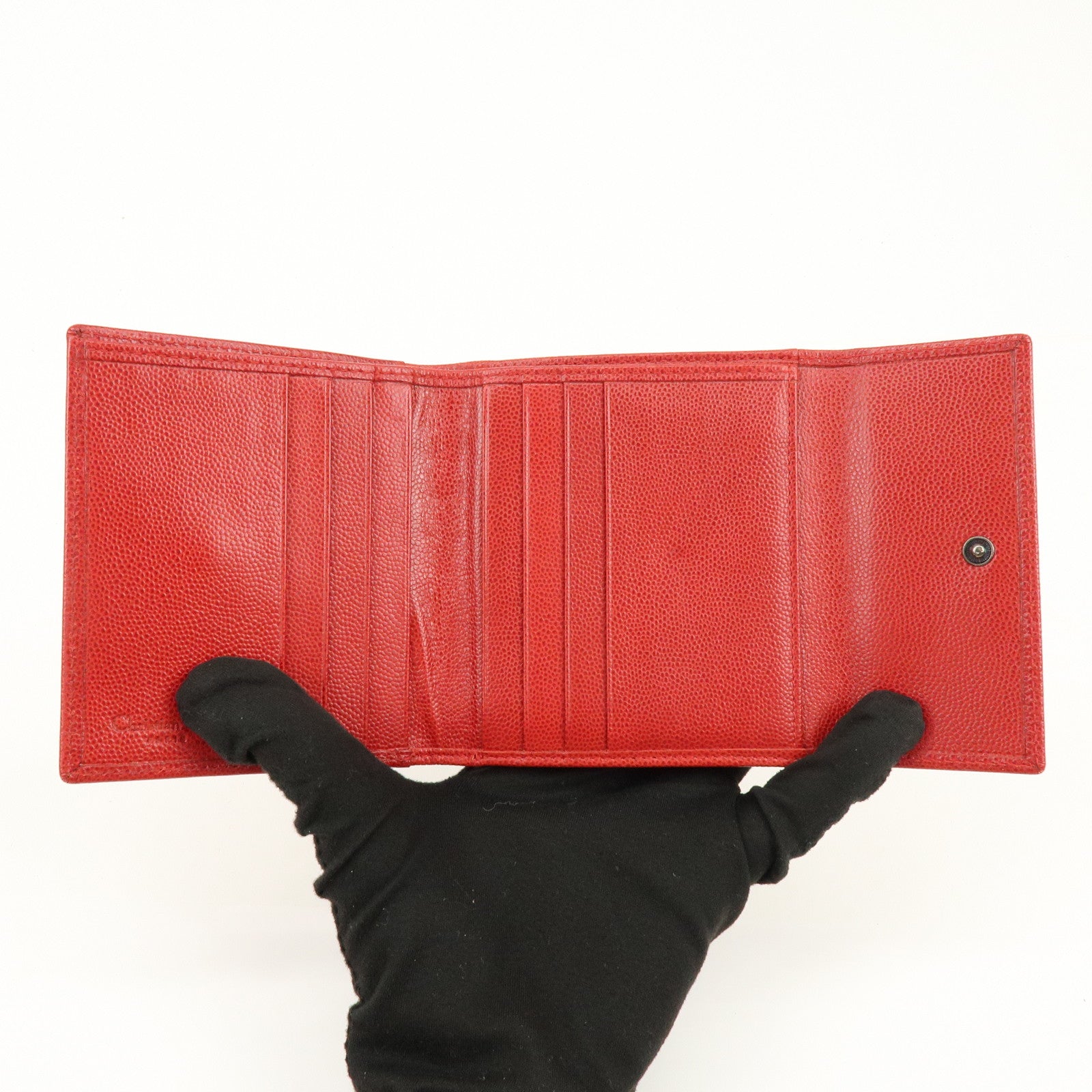 Christian Dior Logo Leather Bi-fold Compact Wallet Red
