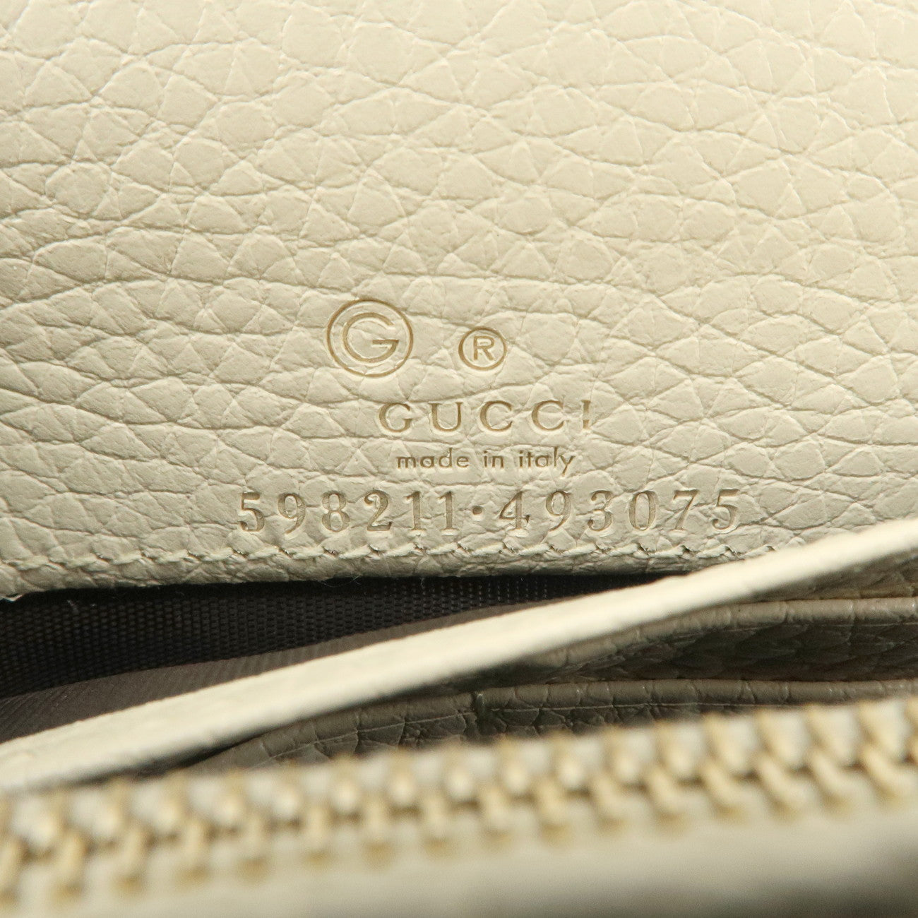 GUCCI SOHO Interlocking G Leather Chain Wallet Chain Shoulder Bag Ivory 598211 Used