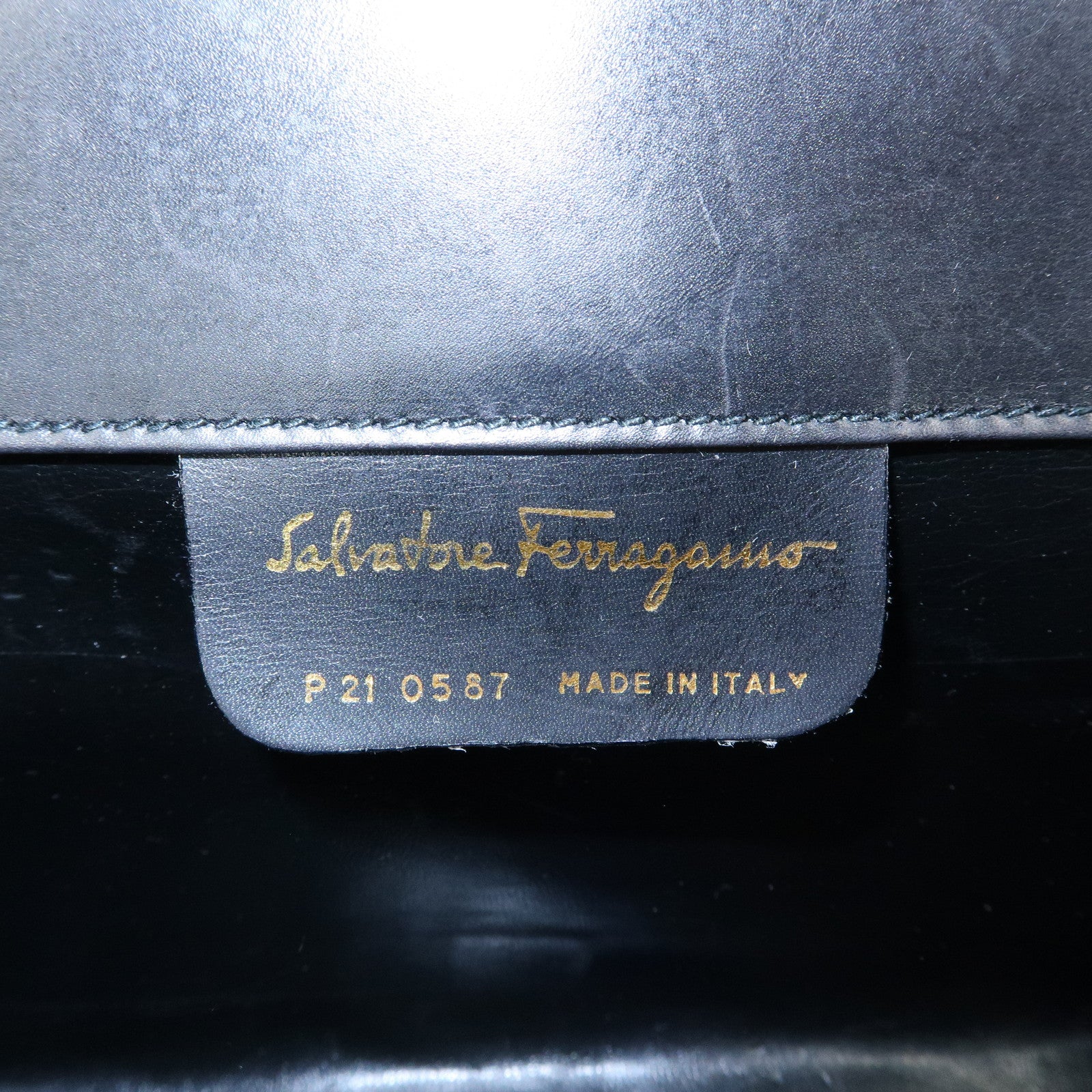 Ferragamo Gancini Leather 2Way Bag Clutch Bag Shoulder Bag Black