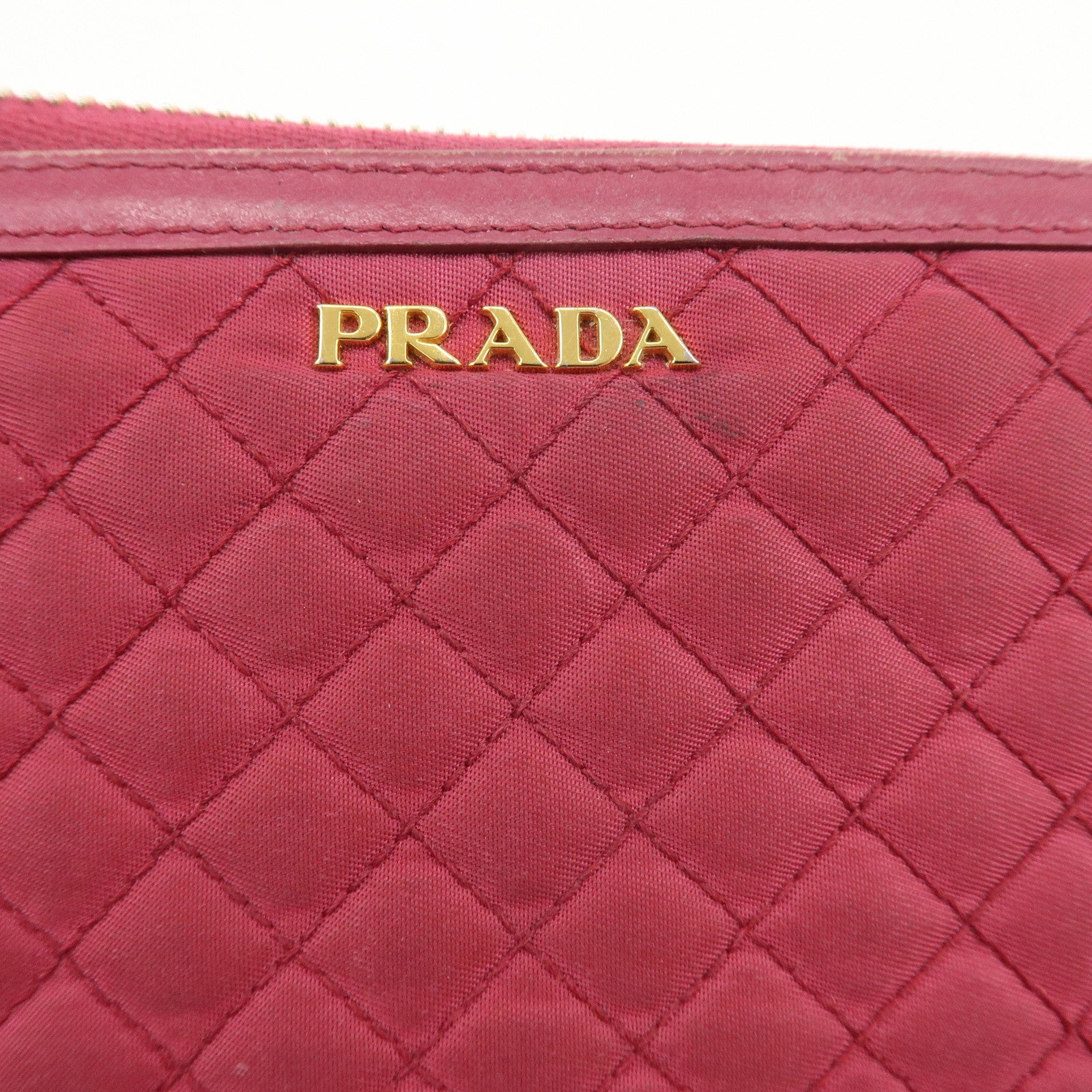 PRADA Nylon Leather Round Zippy Wallet Long Wallet Pink