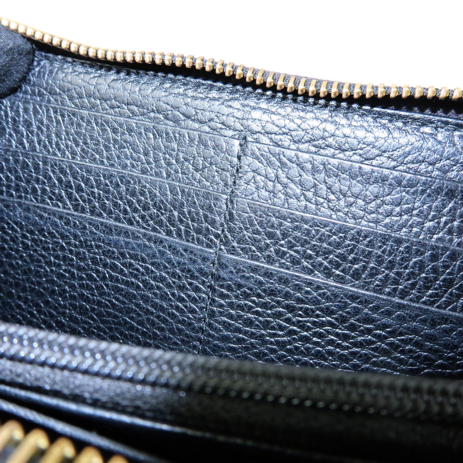 GUCCI GG Marmont Leather Round Zippy Long Wallet Black 456117