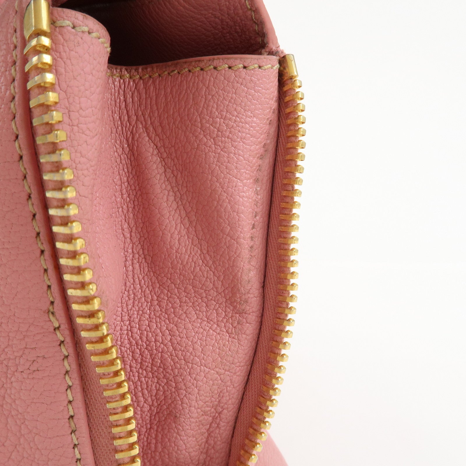 MIU MIU Logo Leather Tote Bag Hand Bag Pink
