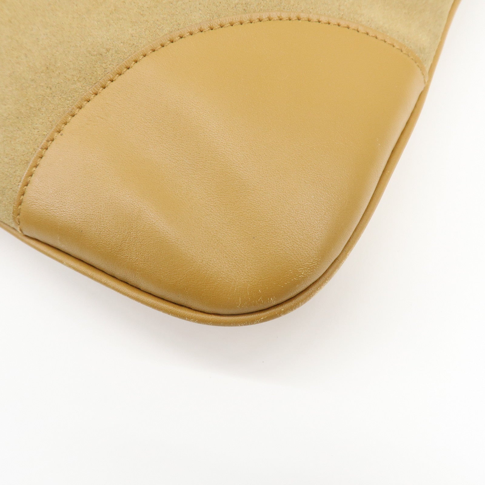 GUCCI Bamboo Suede Leather Kandinsky Shoulder Bag Beige 001・4061
