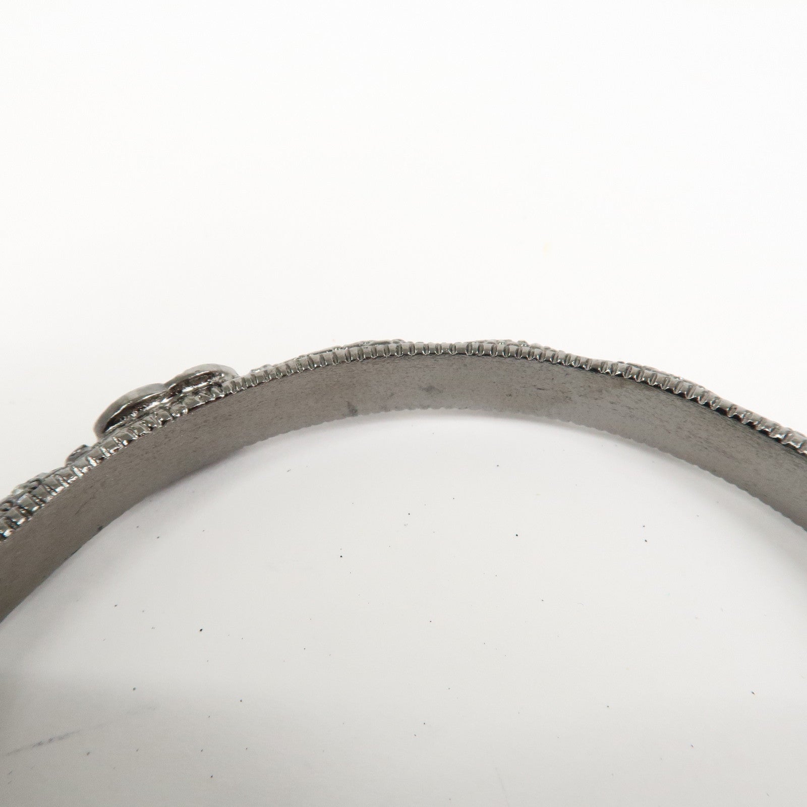 CHANEL COCO Mark Bangle Bracelet Metal Silver Grey