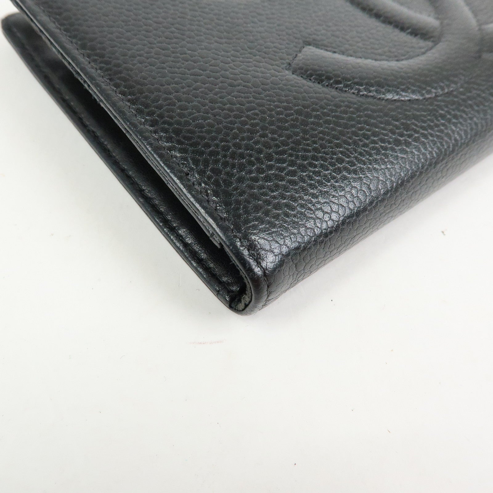CHANEL COCO Mark Caviarskin Long Wallet Black