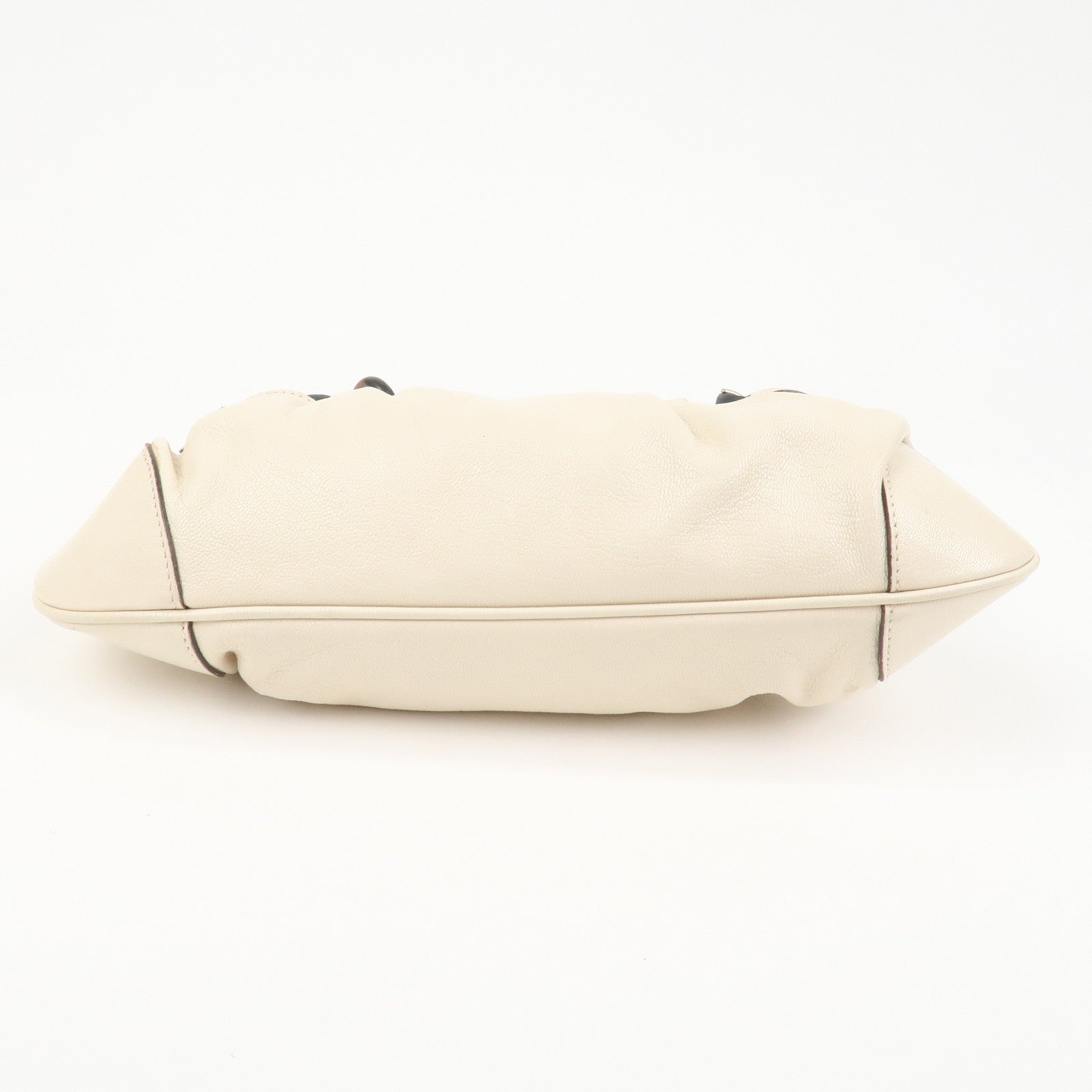 Ferragamo Leather 2 Way Bag Hand Bag Shoulder Bag Ivory