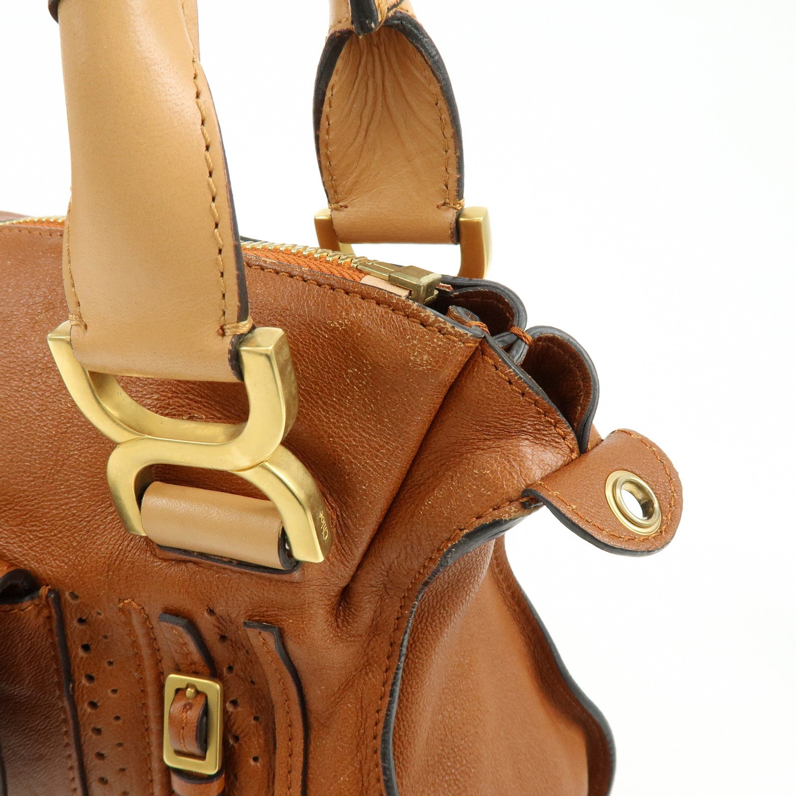 Chloe Marcie Leather 2Way Bag Shoulder Bag Hand Bag Brown