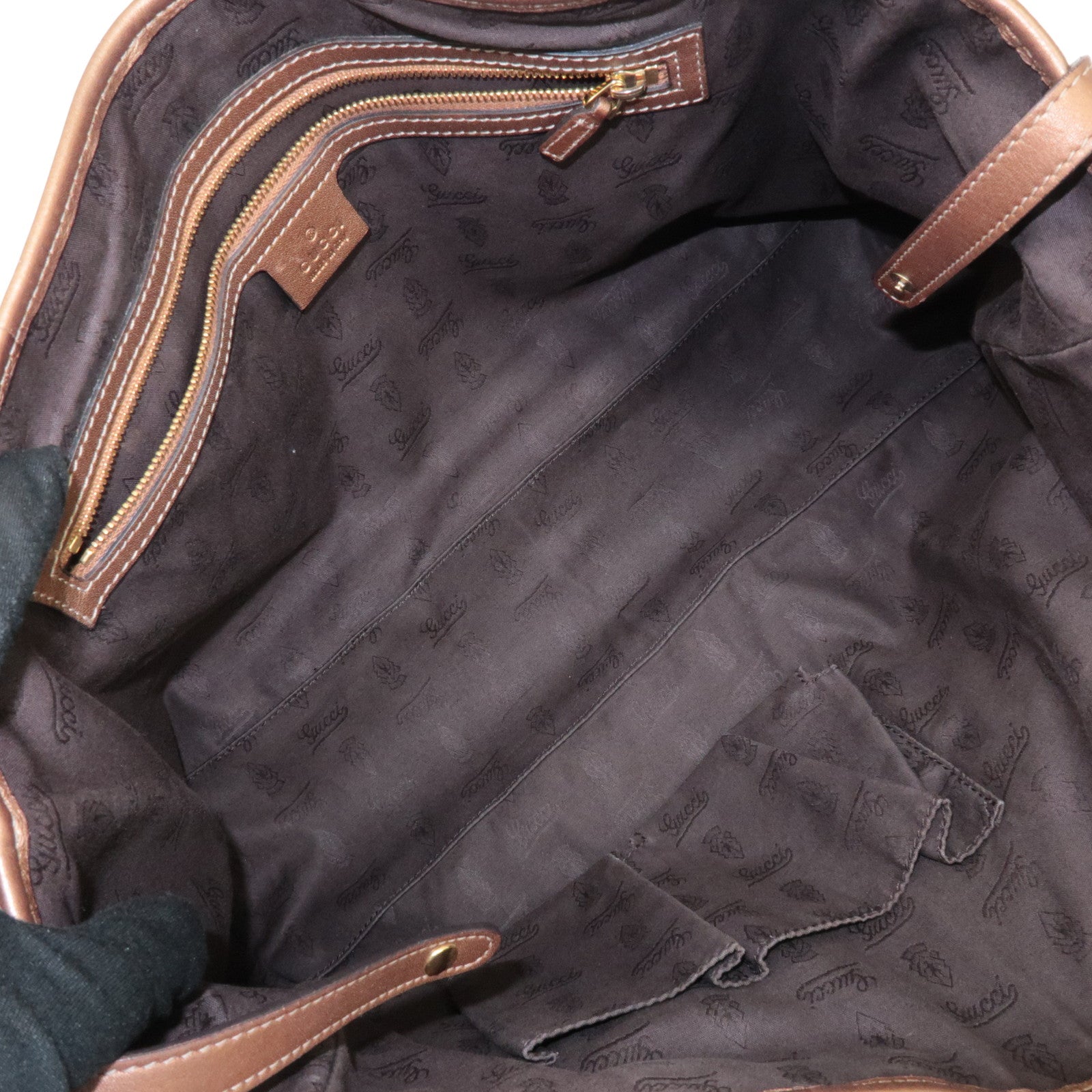 GUCCI GG Twins GG Canvas Leather Tote Bag Beige Bronze 232957 Used