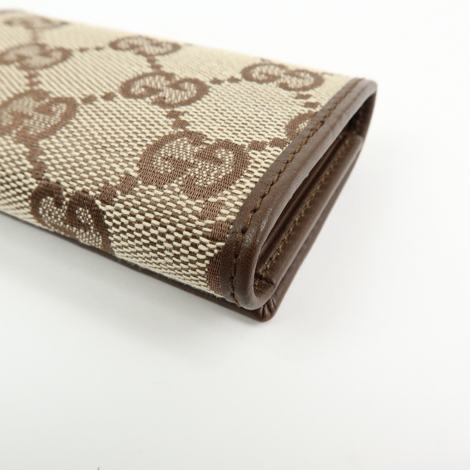 GUCCI GG Canvas Leather 6 Ring Key Case Beige Brown