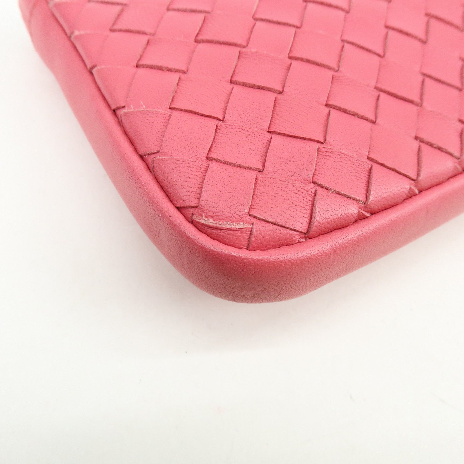 BOTTEGA VENETA Intrecciato Leather Pouch Cosmetic Pouch Pink 233810