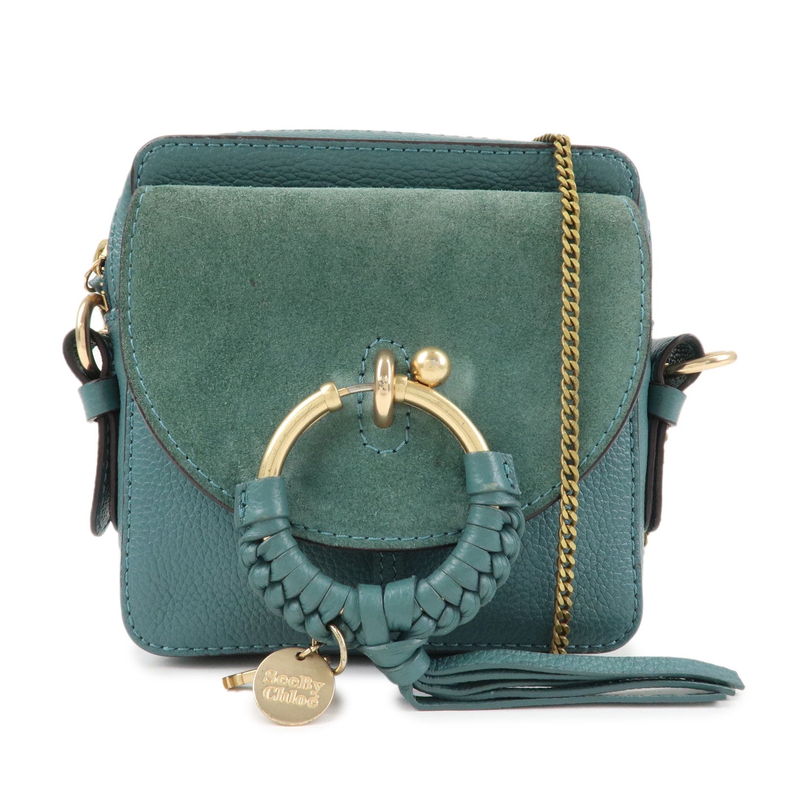 Chloe See By Chloe Joan Leather Suede Shoulder Bag Turquoise Blue Used