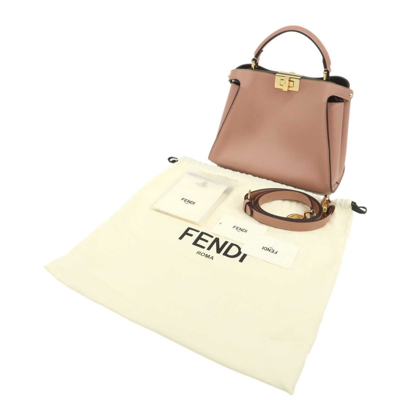 FENDI Peekaboo Iconic Essentially Leather 2Way Bag Pink 8BN302