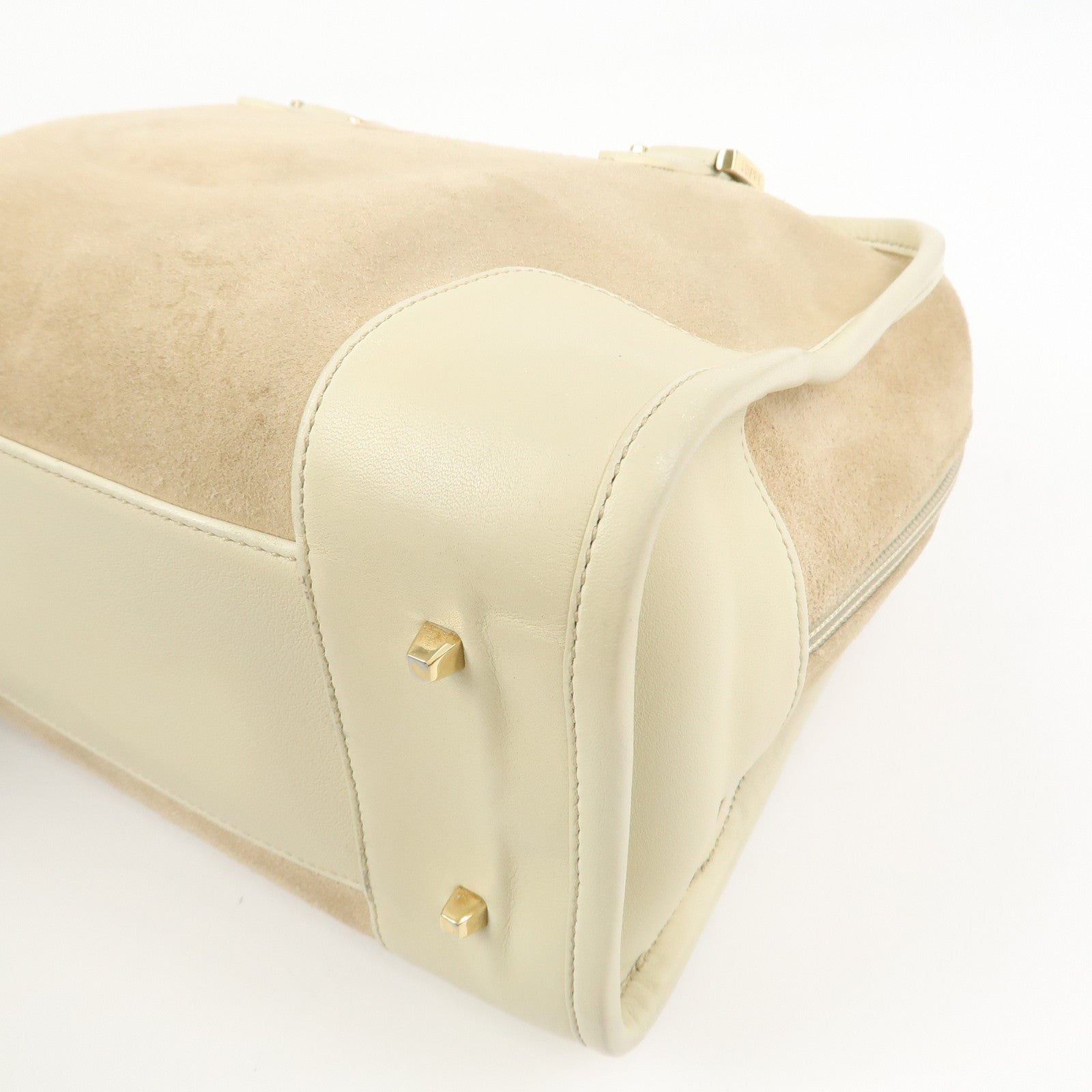 LOEWE Anagram Amazona 28 Suede Leather Hand Bag Beige Ivory