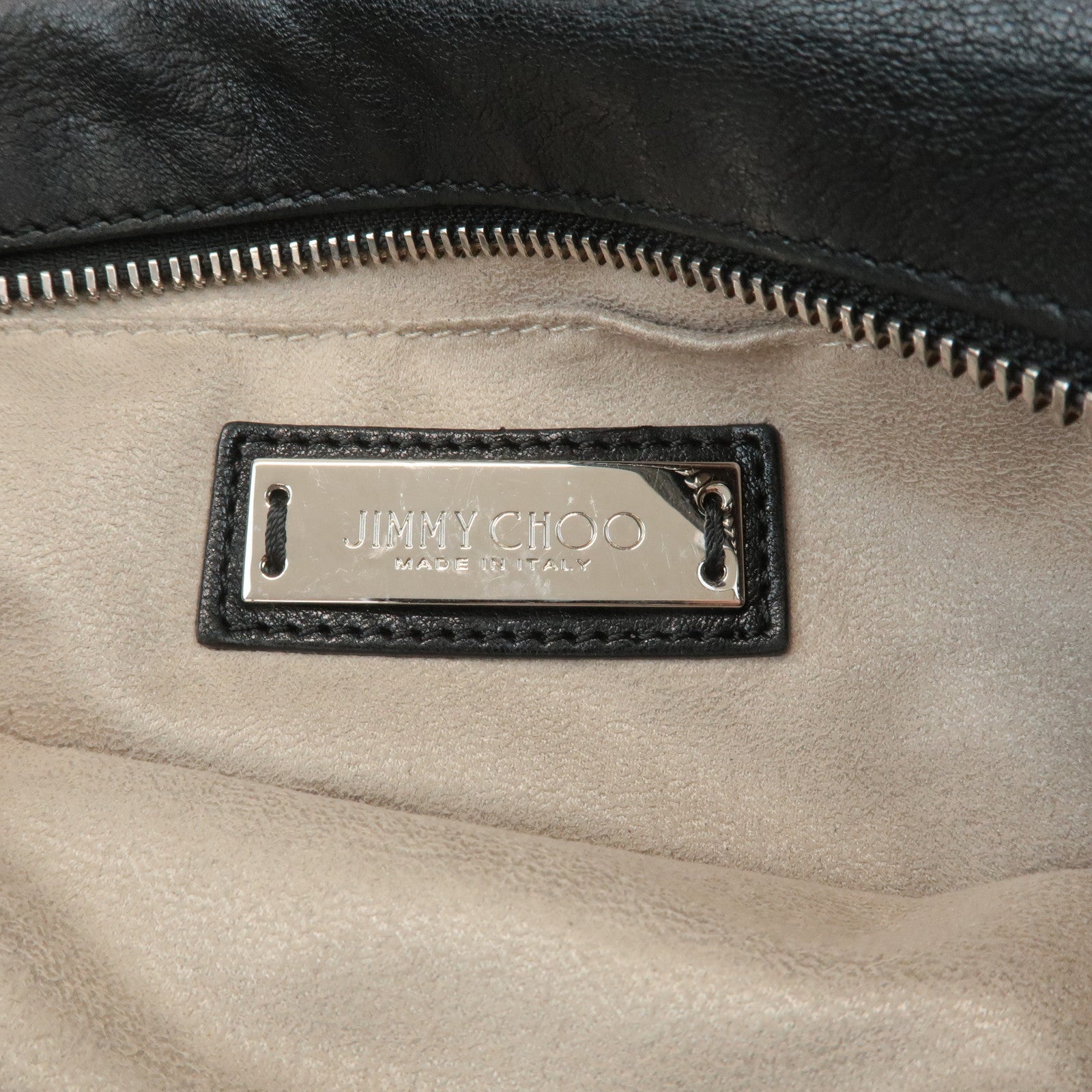 JIMMY CHOO Leather Star Studs Tote Bag Hand Bag Black Silver HDW Used