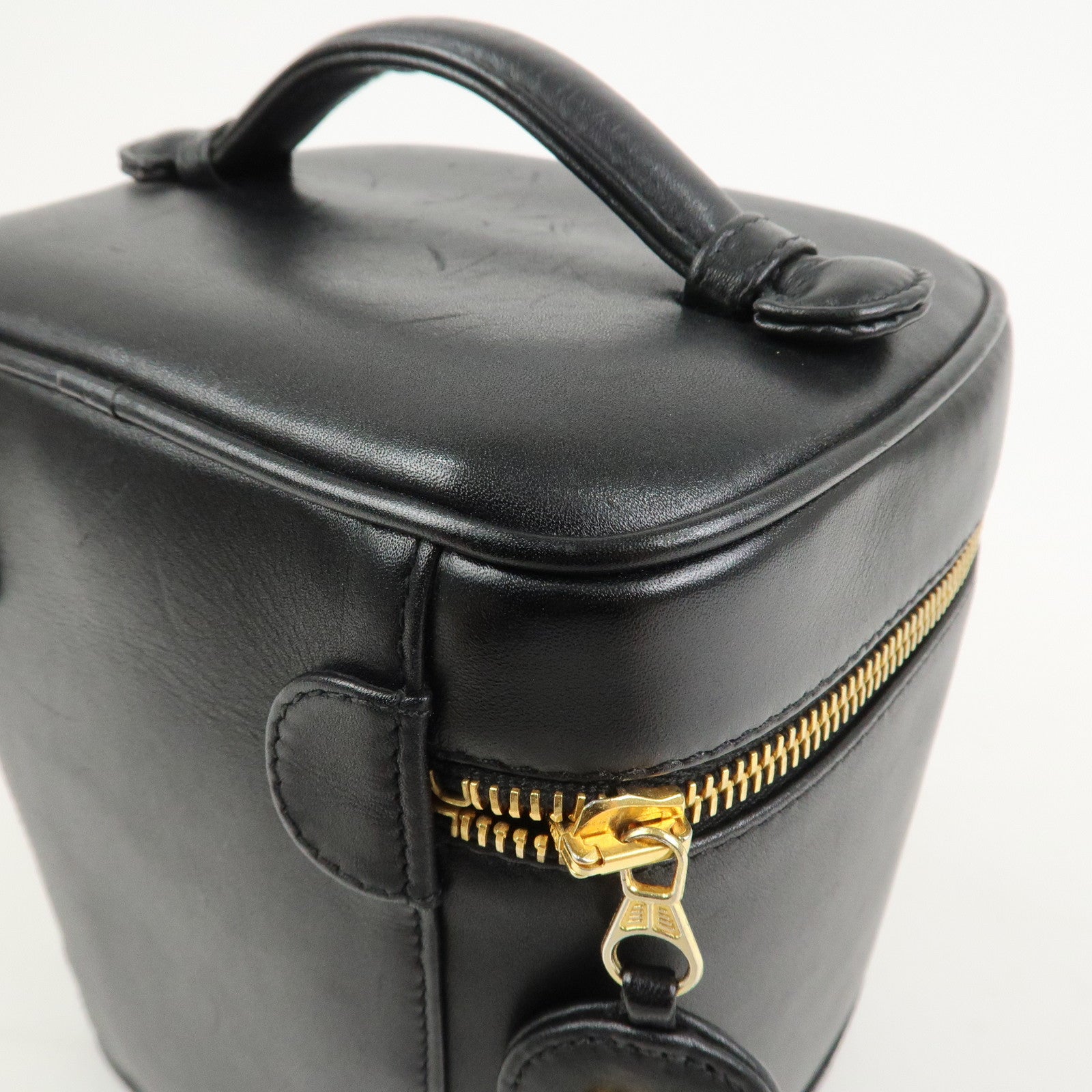CHANEL Bicolore Lamb Skin Vanity Bag Hand Bag Makeup Bag A01619