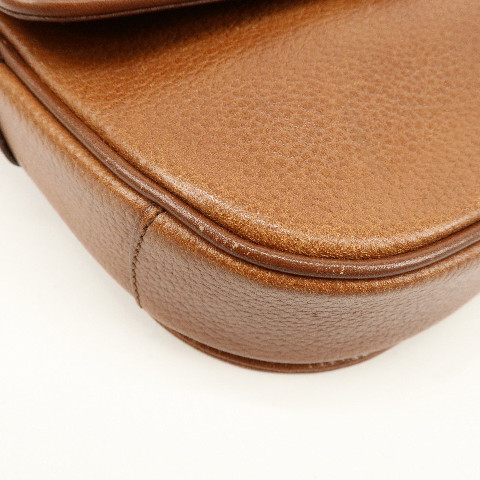 BURBERRY Logo Leather Shoulder Bag Crossbody Bag Brown