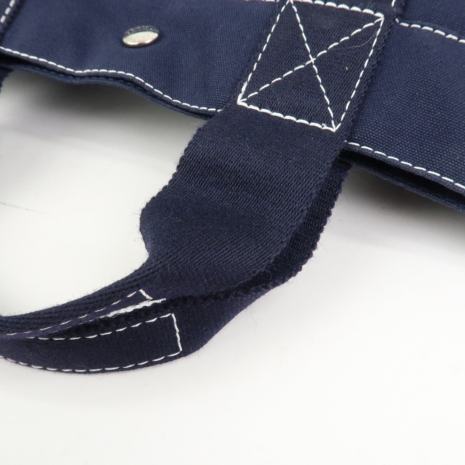 HERMES Deauville MM Cotton Tote Bag Hand Bag Navy