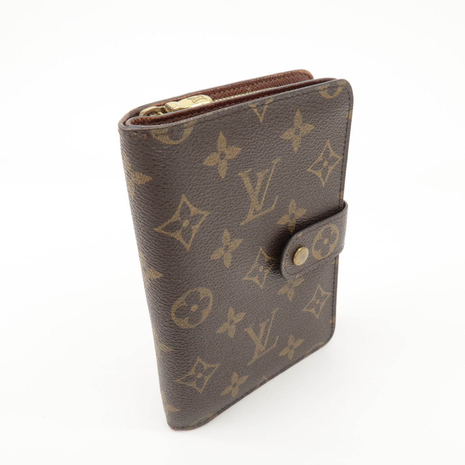 Louis Vuitton Monogram Porte Papier Zip Bi-fold Wallet Brown M61207 Used