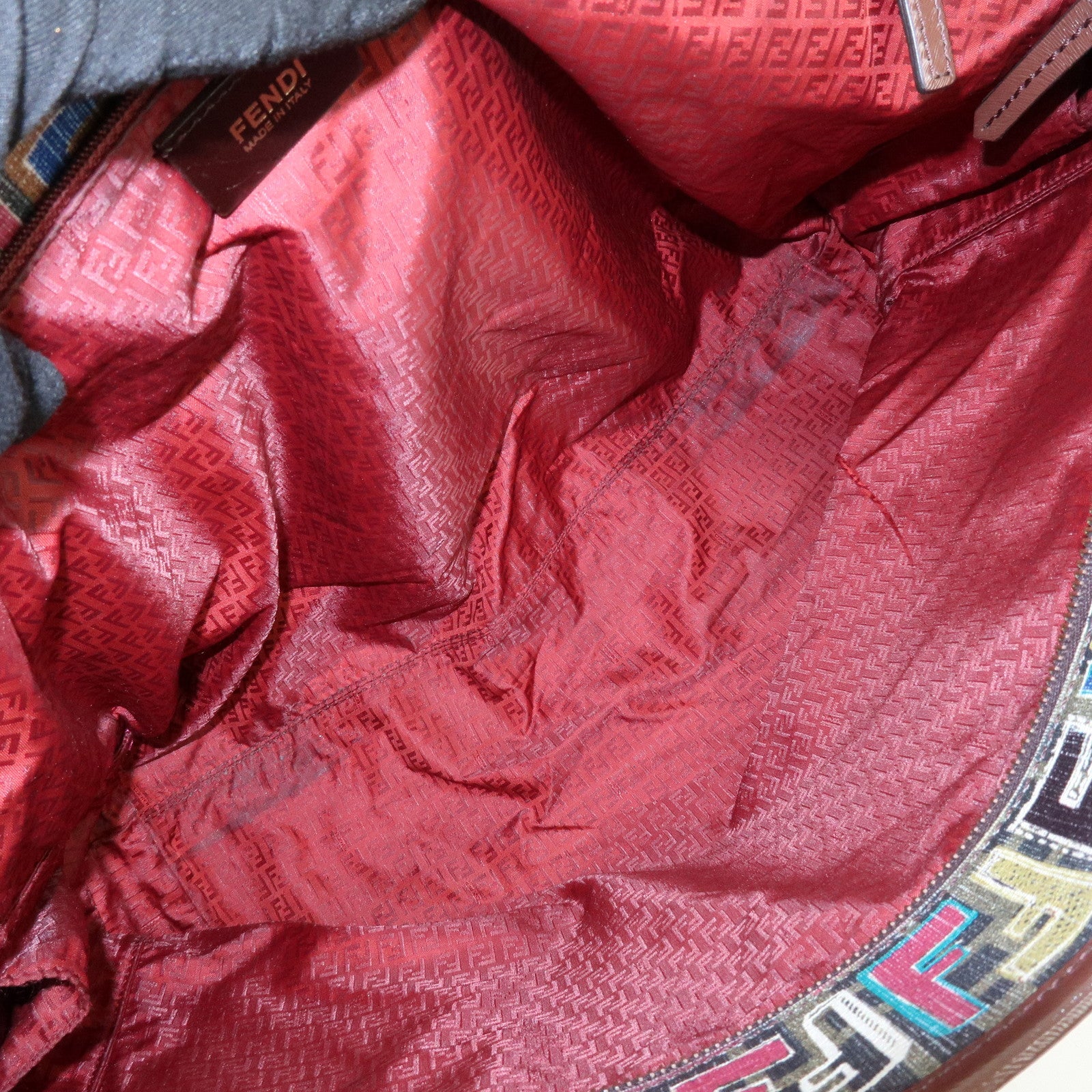 FENDI Zucca PVC Patent Leather Tote Bag Brown Multicolor 8BH185