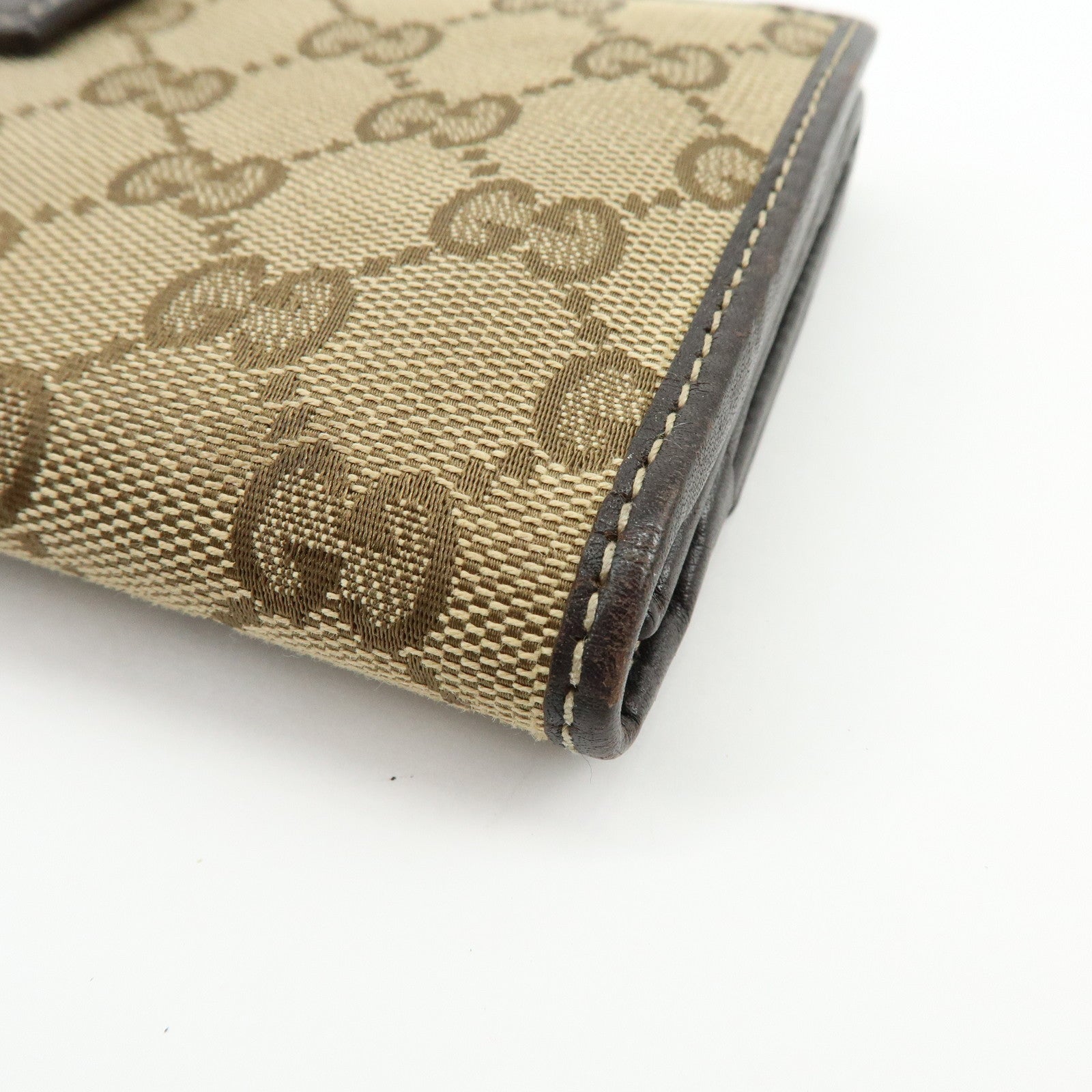 GUCCI Lovely Heart GG Canvas Leather Long Wallet Brown 245723
