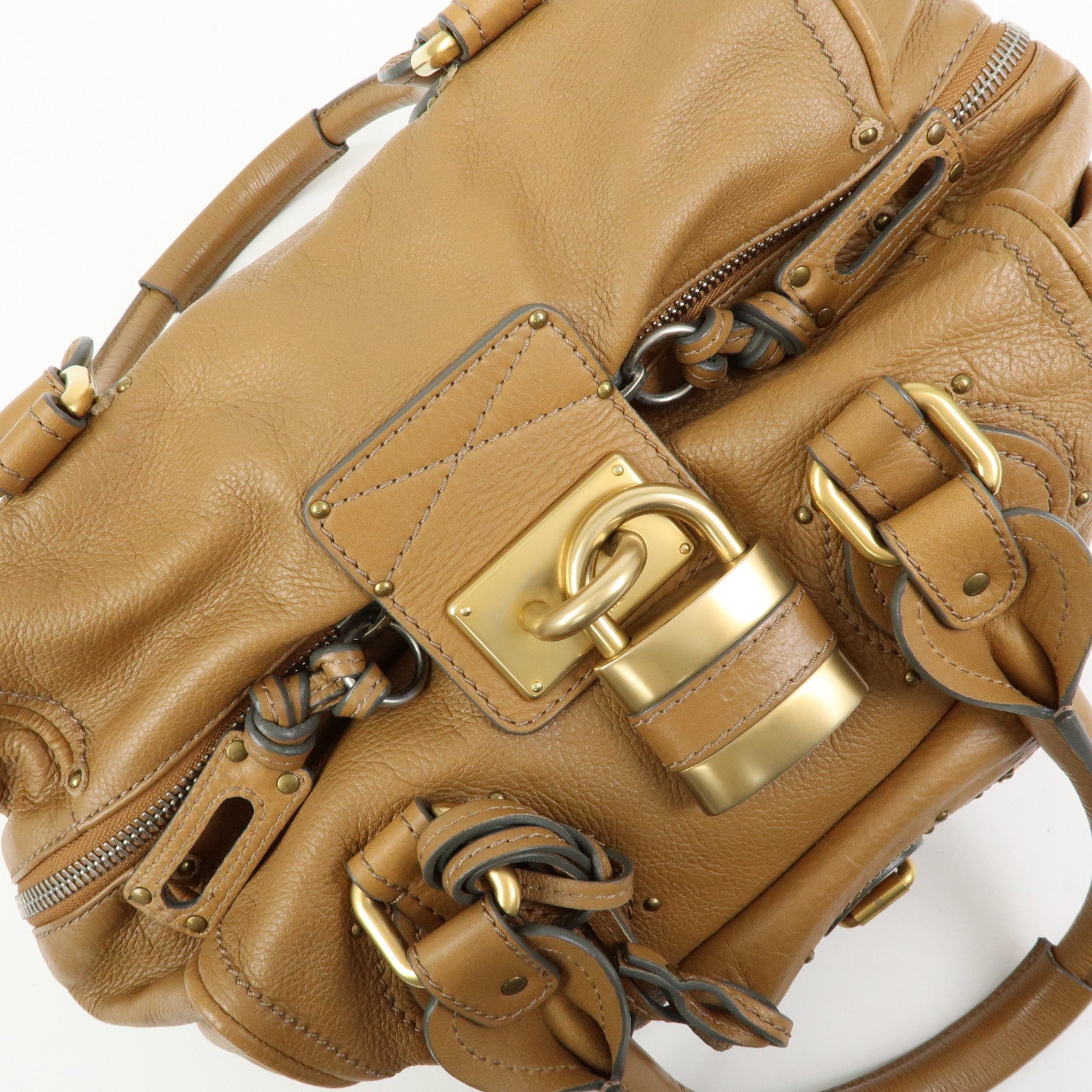 Chloe Paddington Leather Shoulder Bag Boston Bag Brown