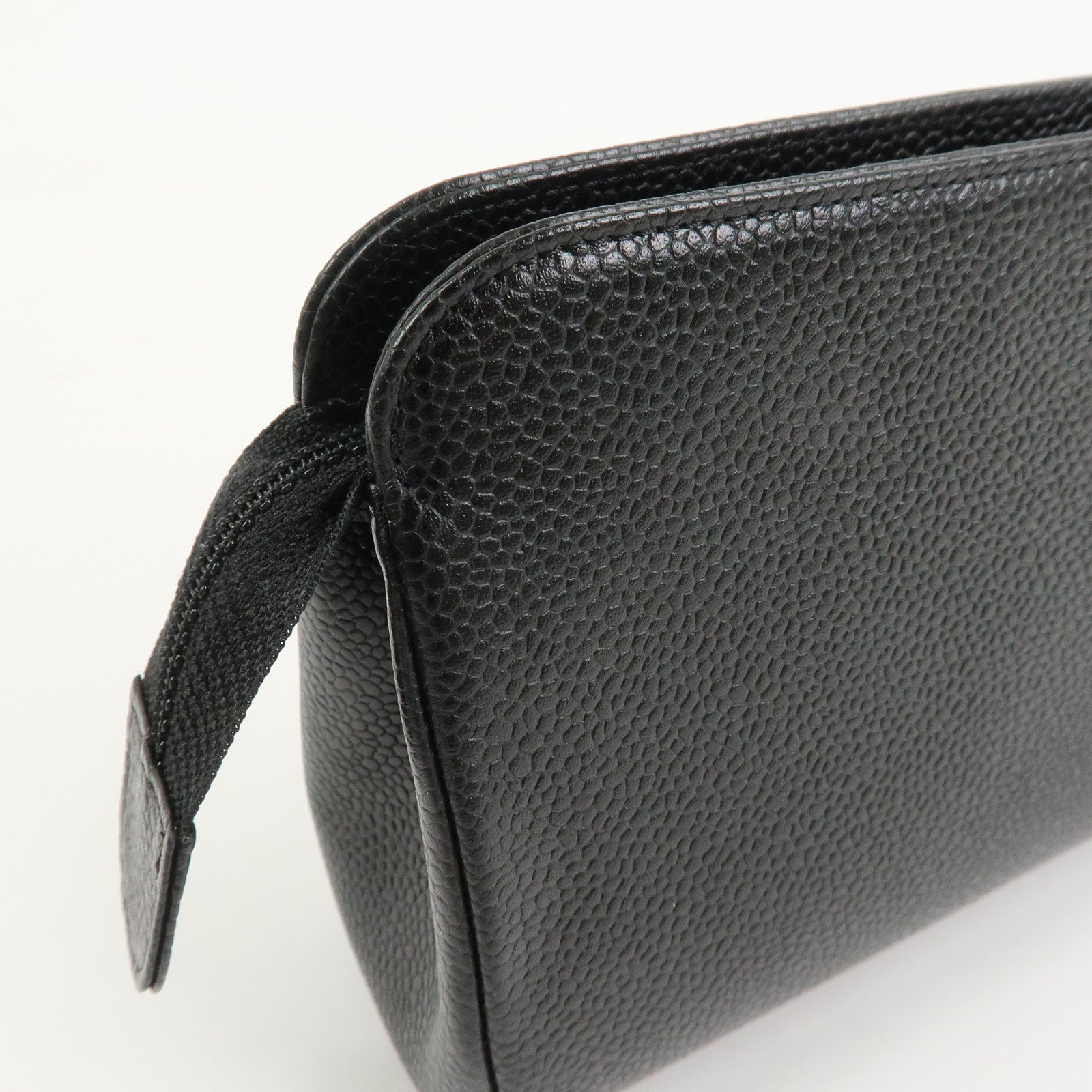 CHANEL COCO Mark Caviarskin Cosmetic Pouch Black