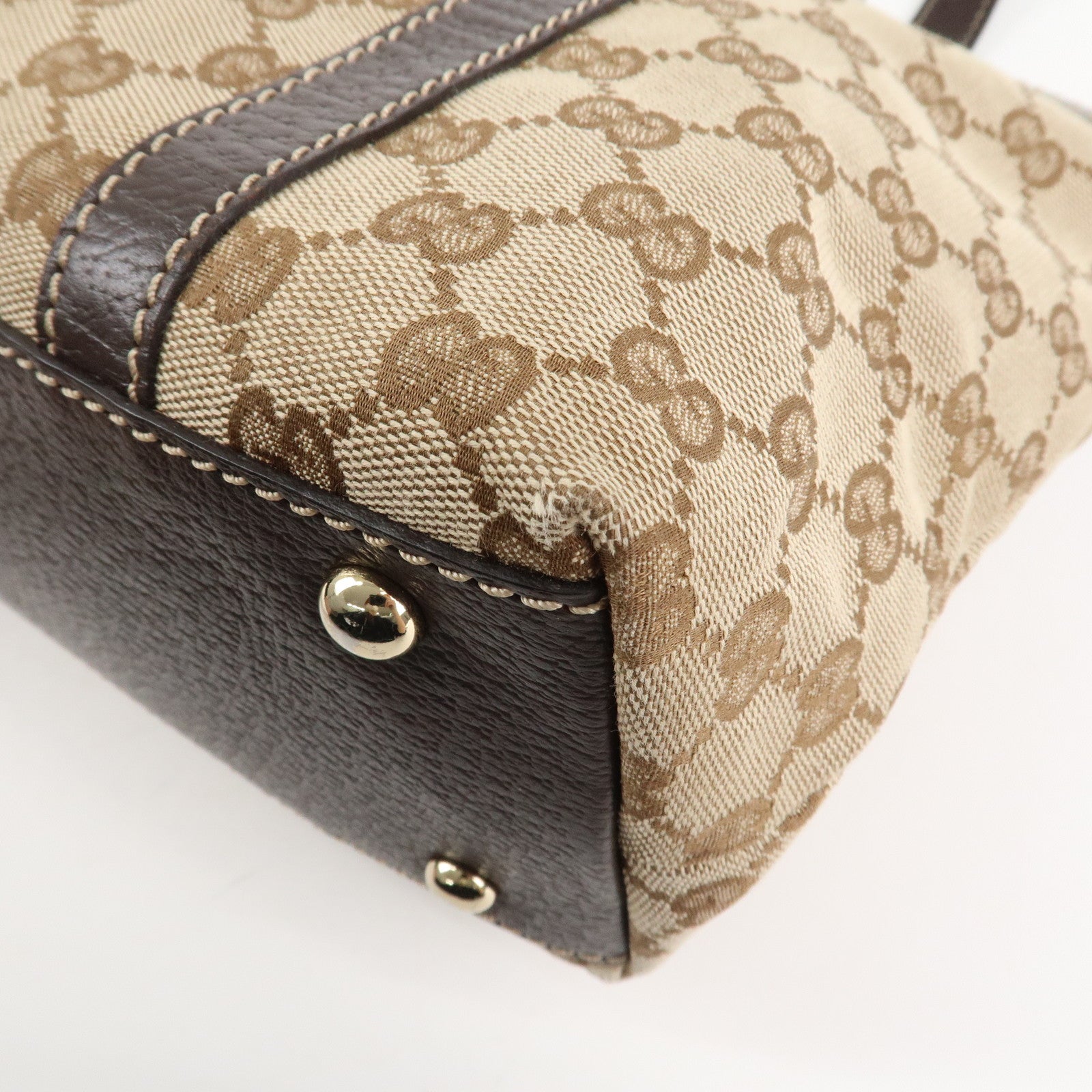 GUCCI Abbey GG Canvas Leather Tote Bag Hand Bag Beige Brown 141470 Used