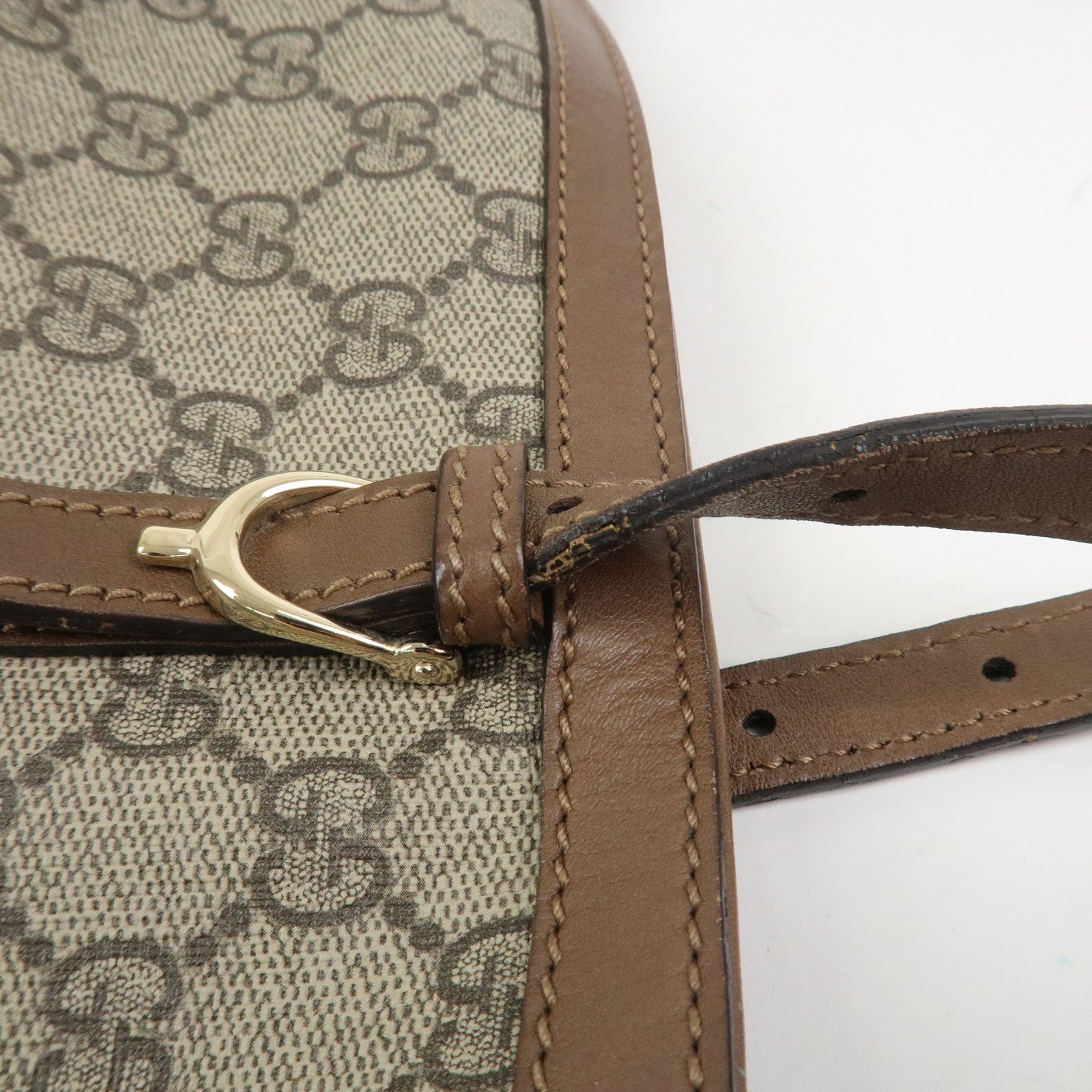 GUCCI GG Supreme Canvas Leather Tote Shoulder Bag Beige 309613