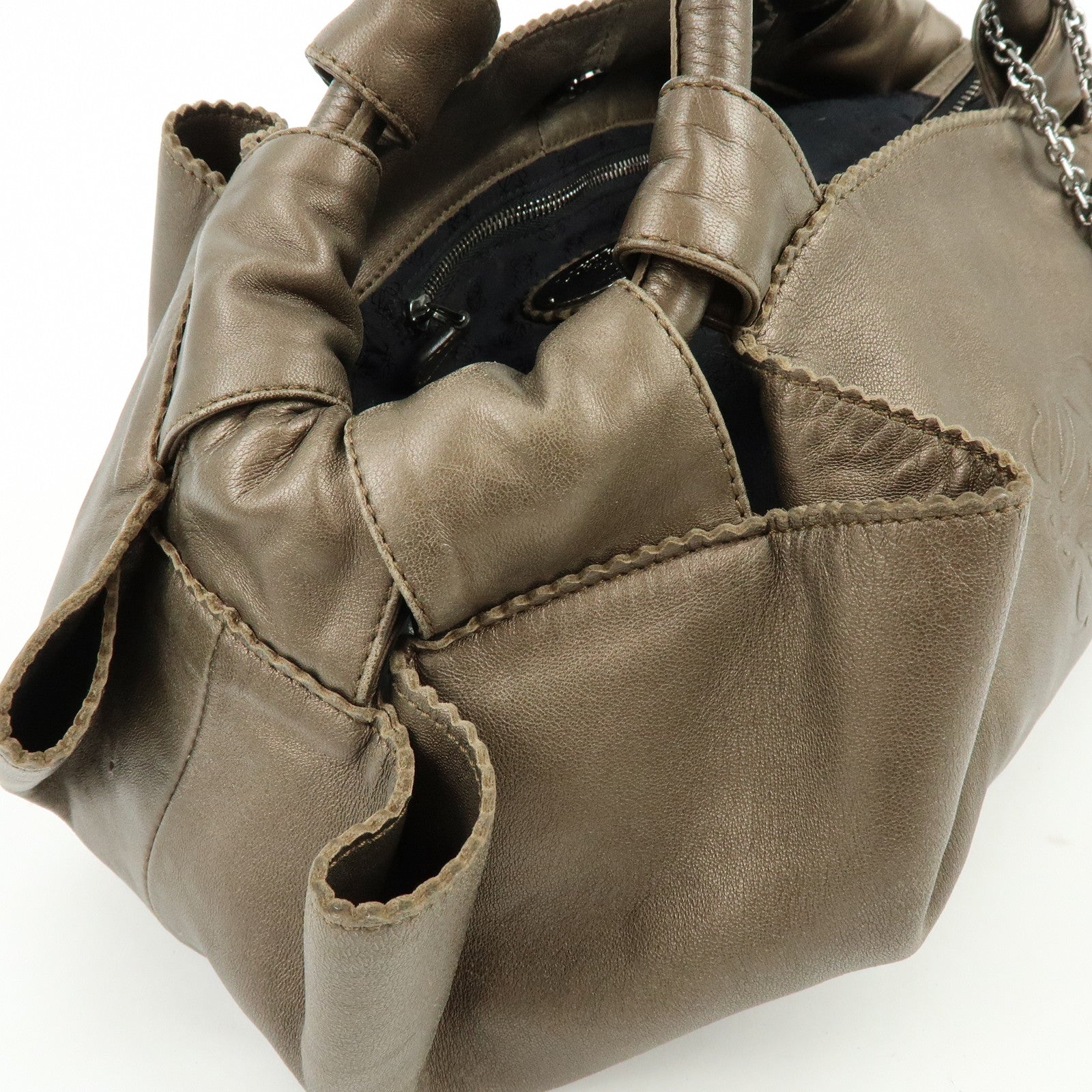 LOEWE Anagram Nappa Aire Nappa Leather Hand Bag Brown