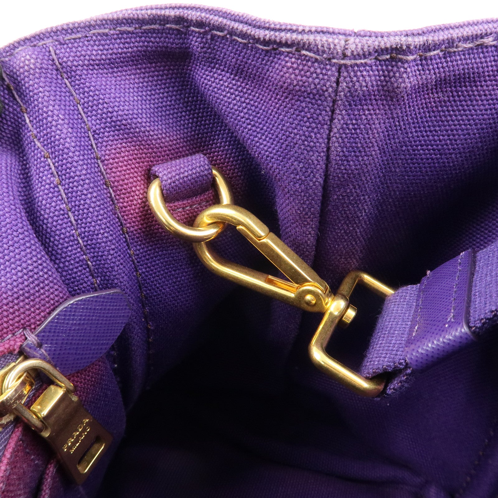 PRADA Logo Canapa Mini Canvas 2Way Tote Shoulder Bag Purple BN2439 Used
