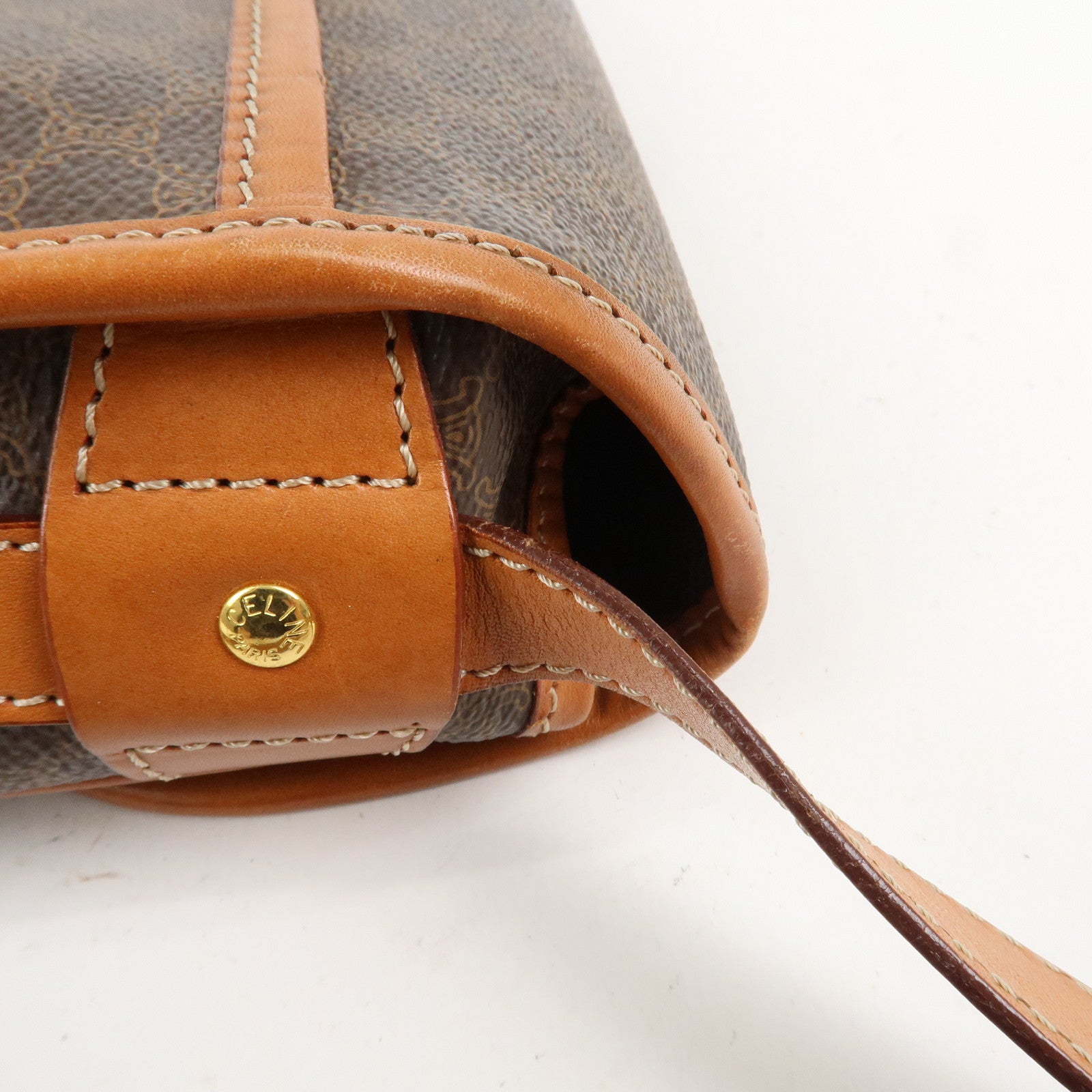 CELINE Macadam PVC Leather Shoulder Bag Brown