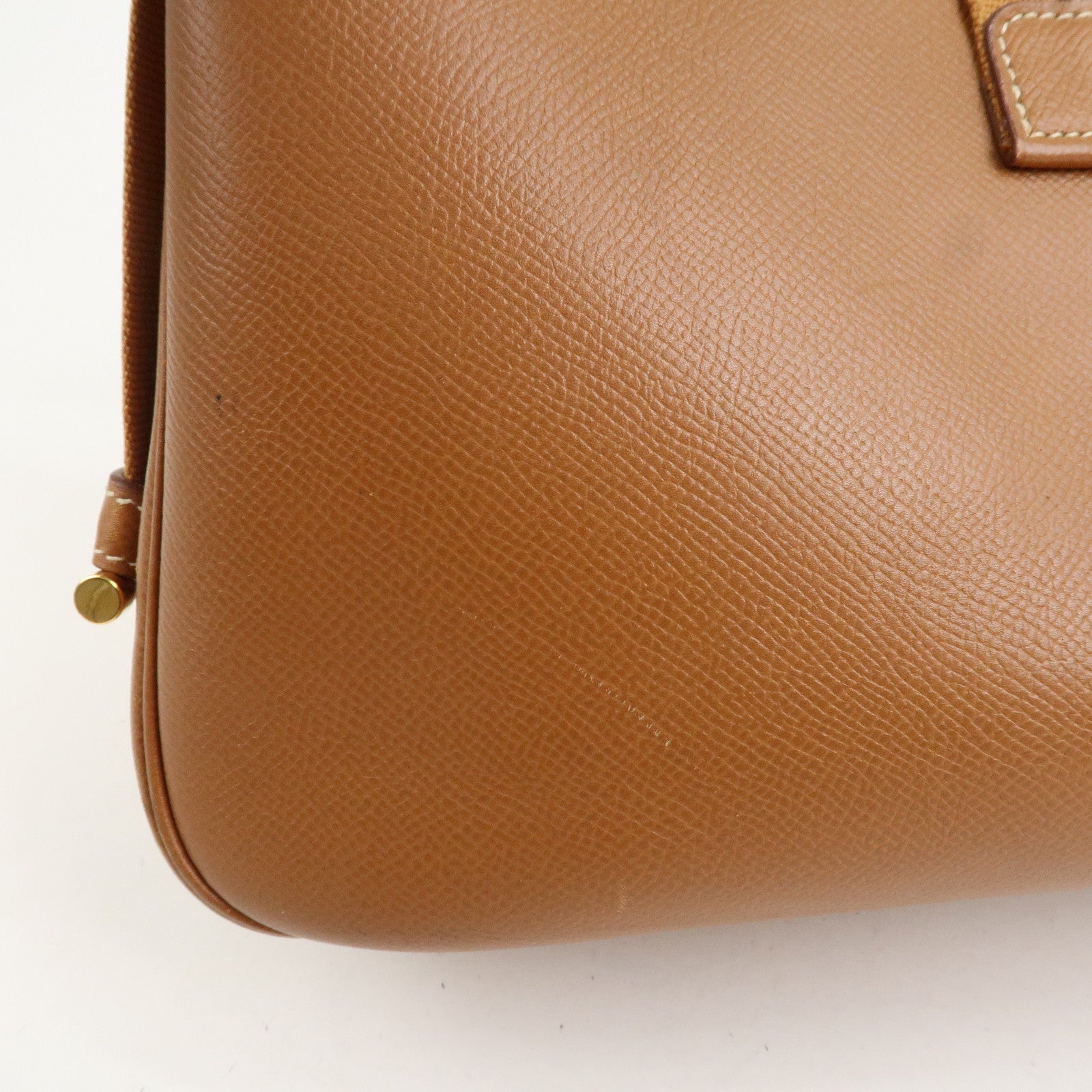 HERMES Saco Leather Shoulder Bag B Stamped Brown Gold HDW