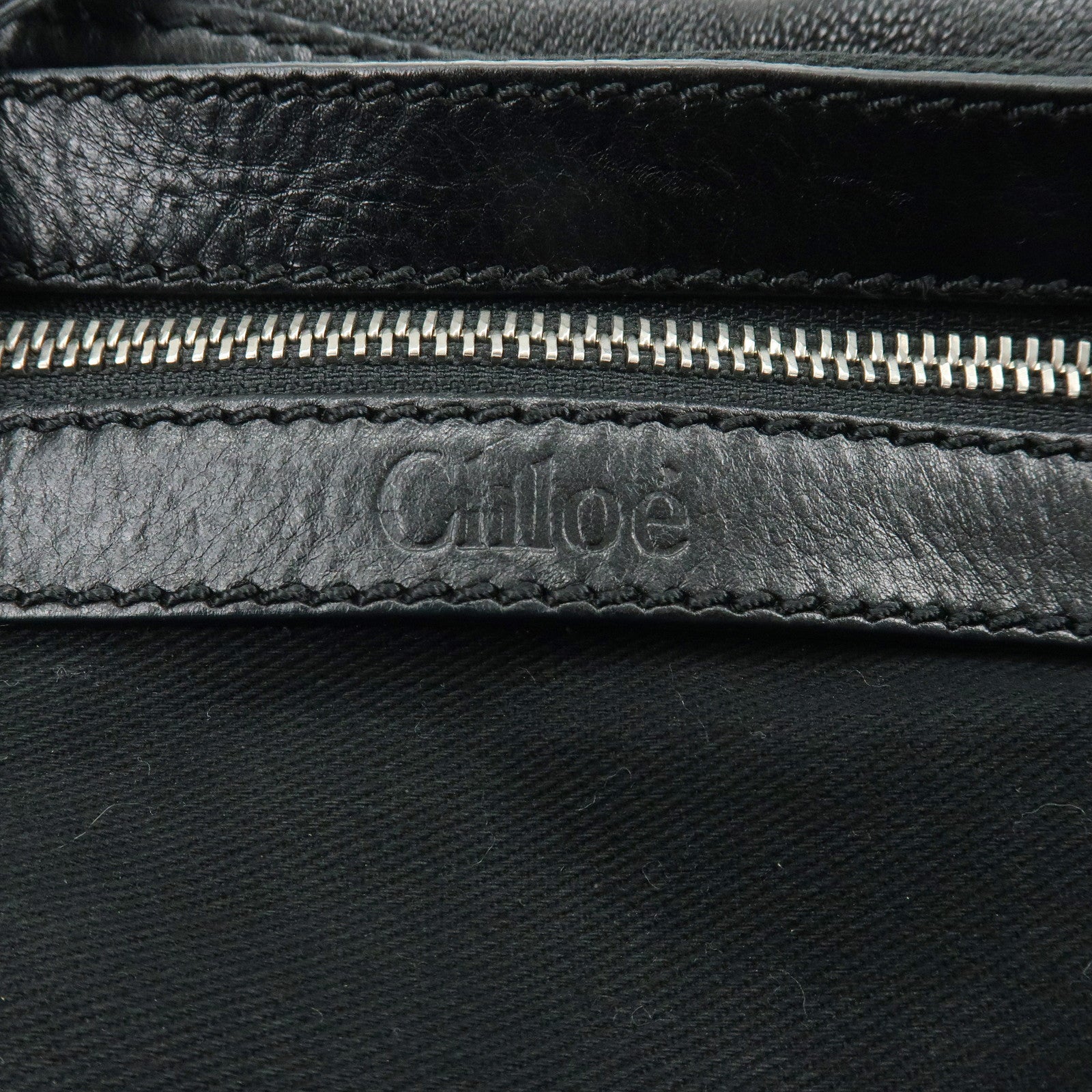 Chloe Kerala Leather Tote Bag Hand Bag Horseshoe Charm Black