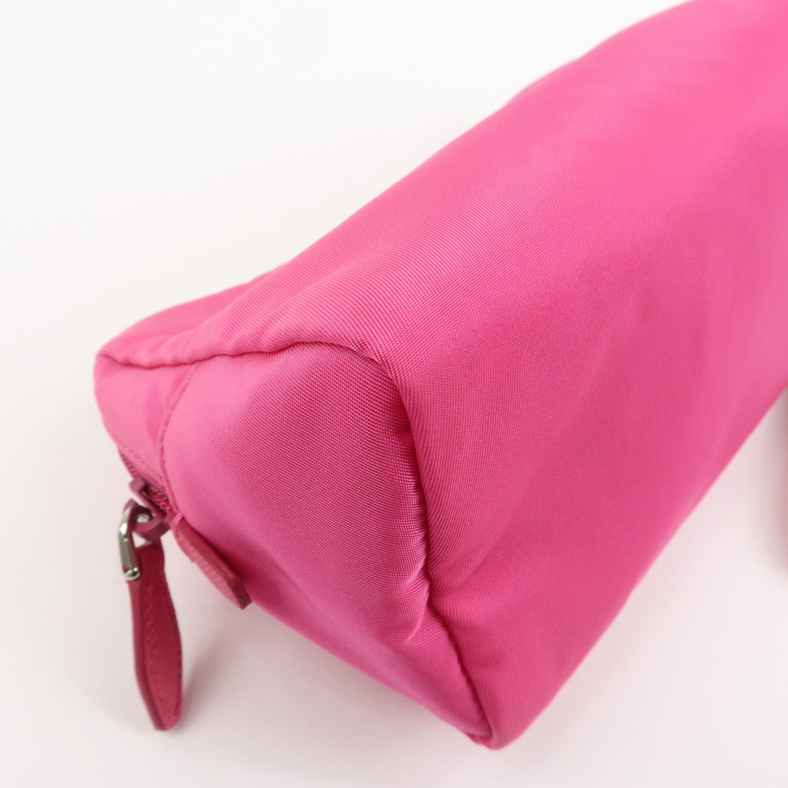 PRADA Triangle Logo Nylon Leather Cosmetic Pouch Pink 1NE693
